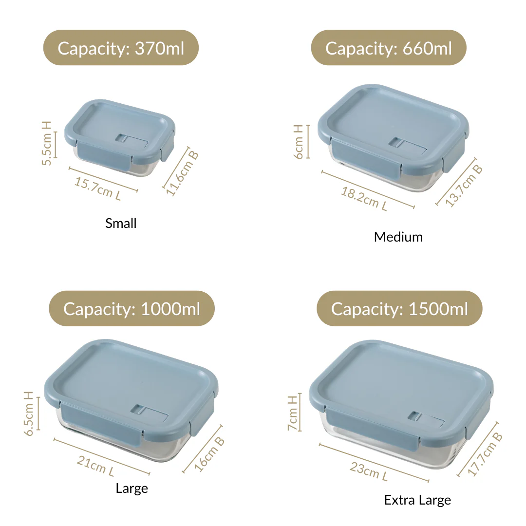 Venti Food Containers Blue Set Of 4 370ml 660ml 1000ml 1500ml - Image 4