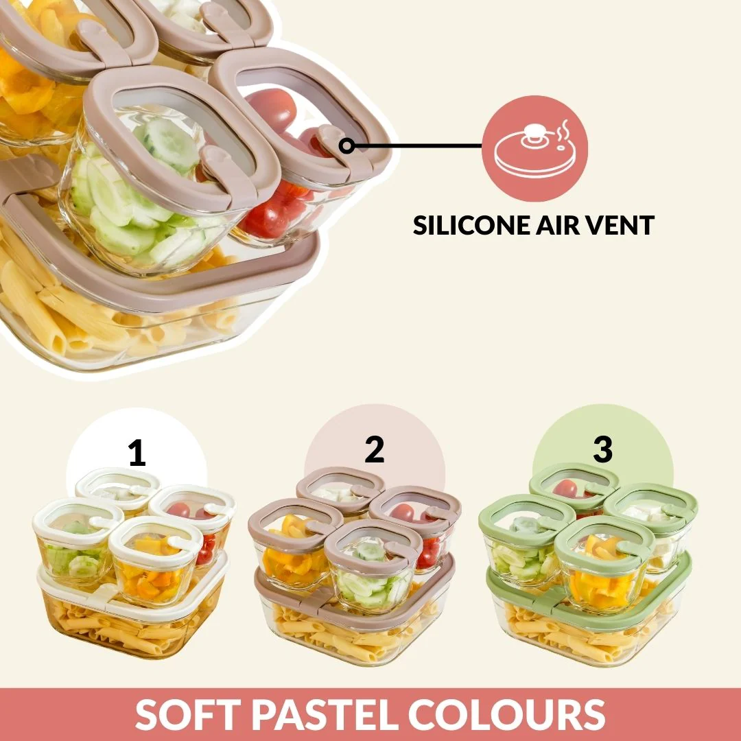 Vento Food Container With Airtight Lid Set Of 5 220ml 1320ml Brown - Image 7