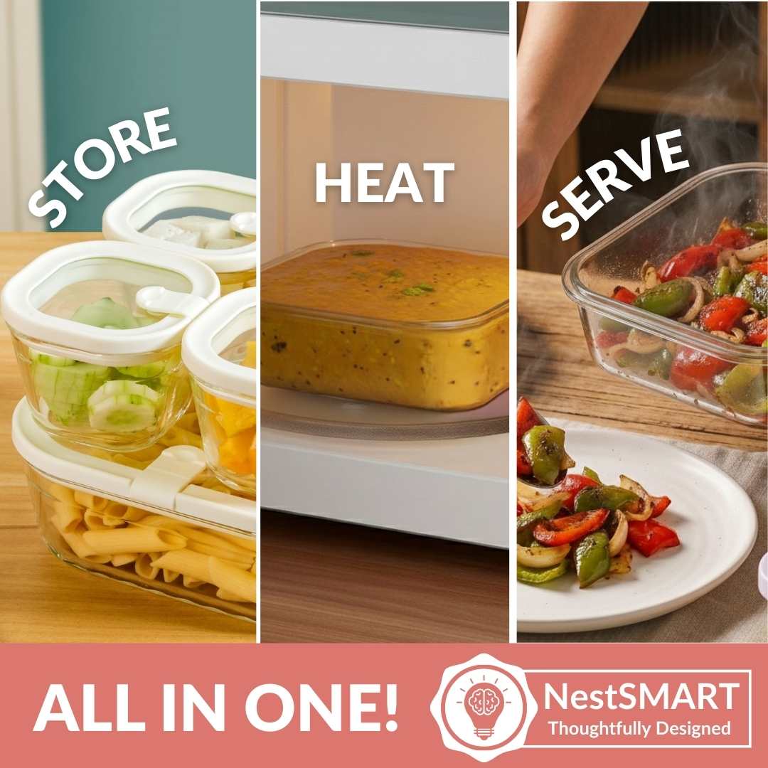 Vento Food Container With Airtight Lid Set Of 5 220ml 1320ml Cream - Image 5