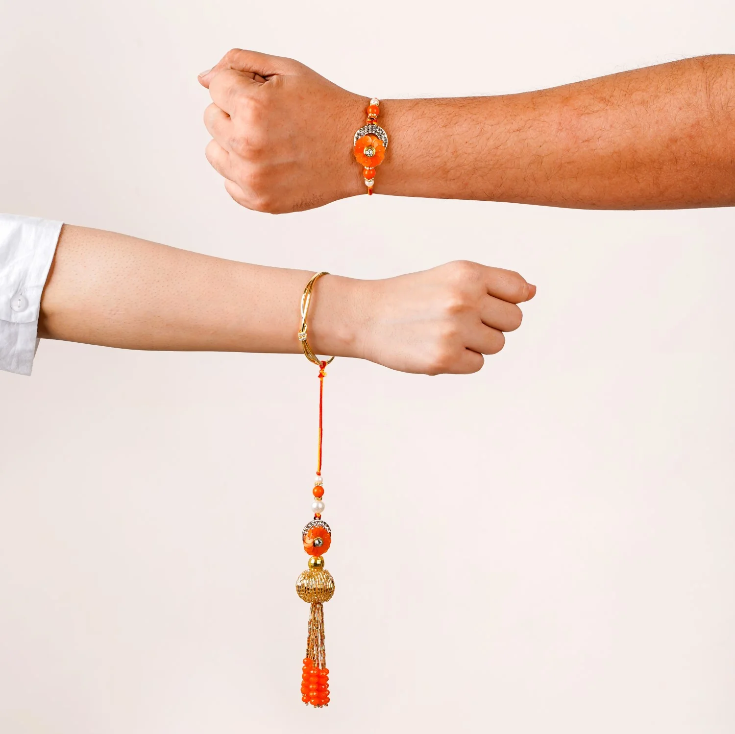 Vibrant Coloured Rakhi Lumba Set For Brother And Bhabhi - Image 4