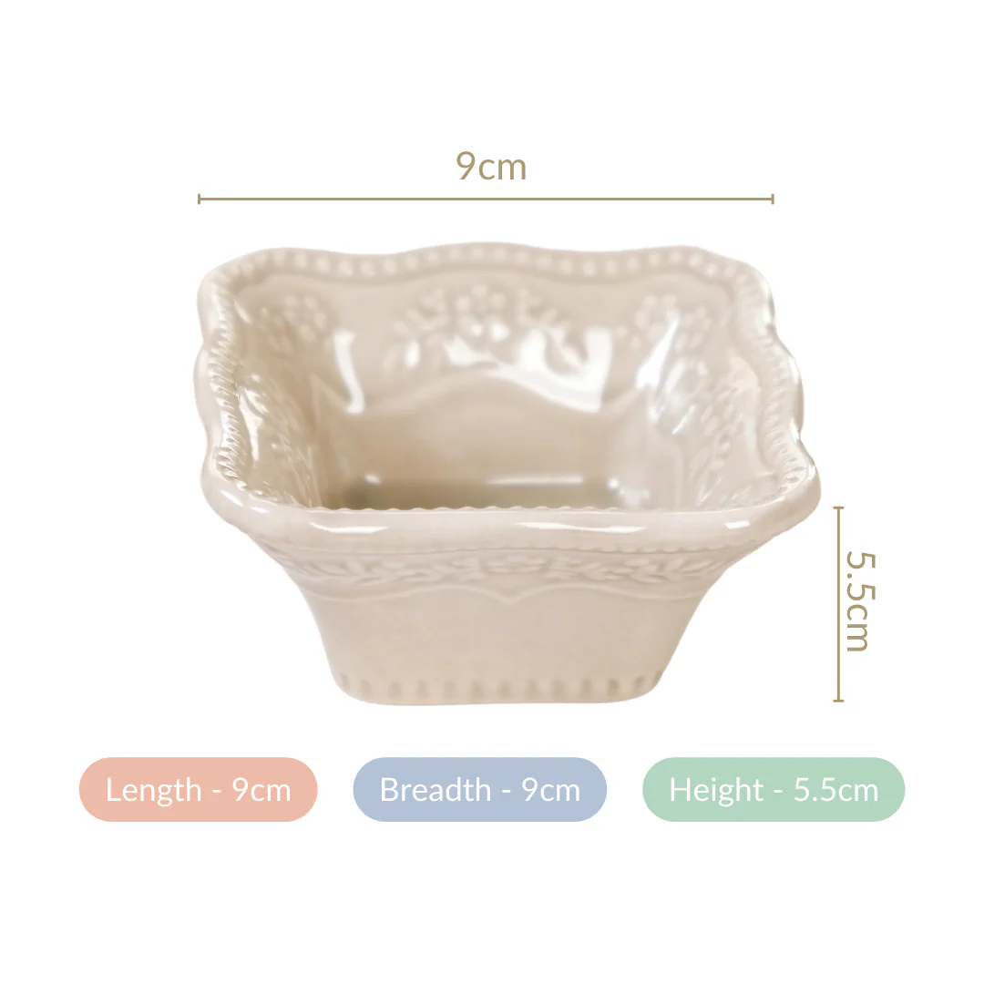 Vintage Square Dip Bowl Beige Set Of 6 60ml - Image 5