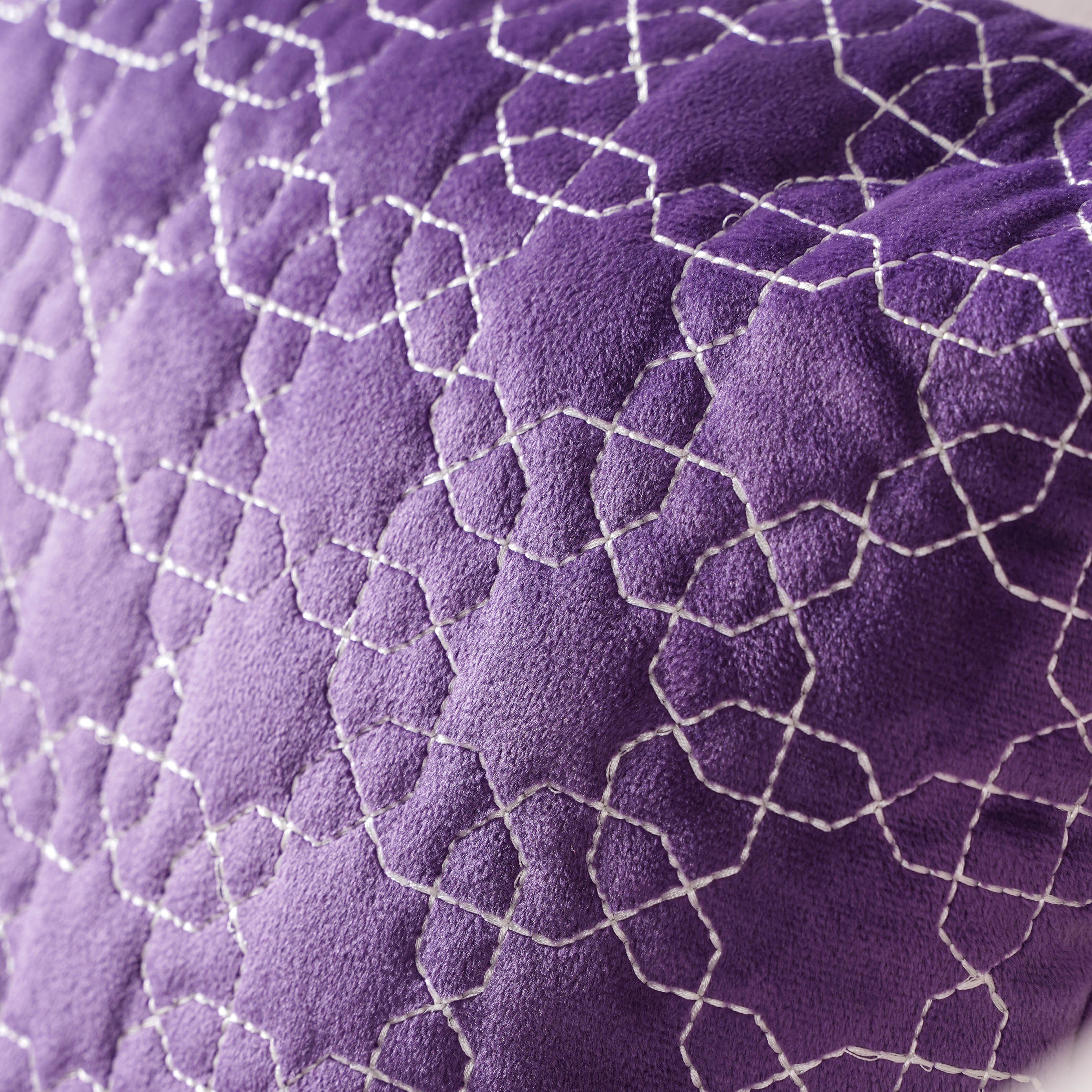 Violet Quilted Velvet Cushion Cover 16 inch - Image 2