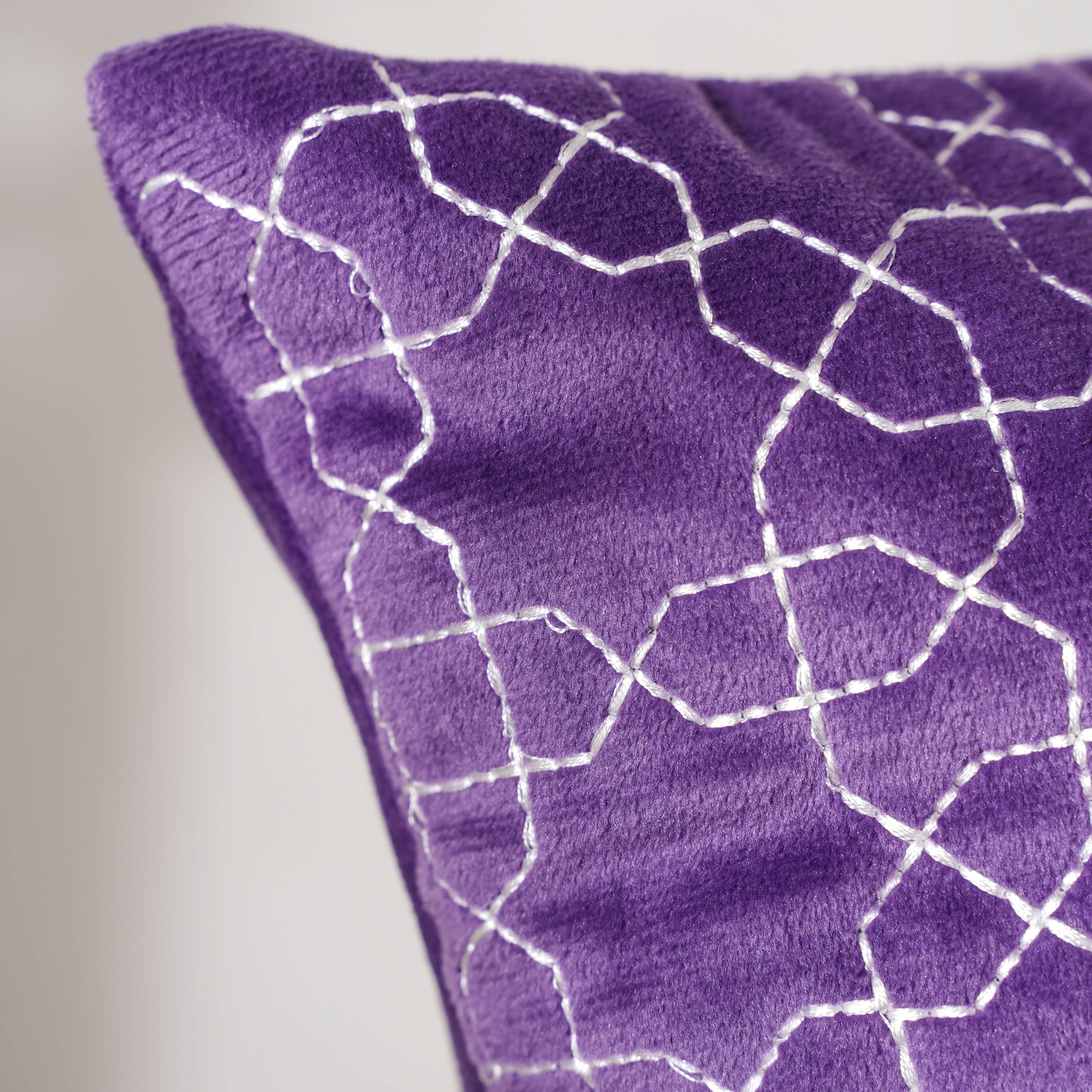 Violet Quilted Velvet Cushion Cover 16 inch - Image 6