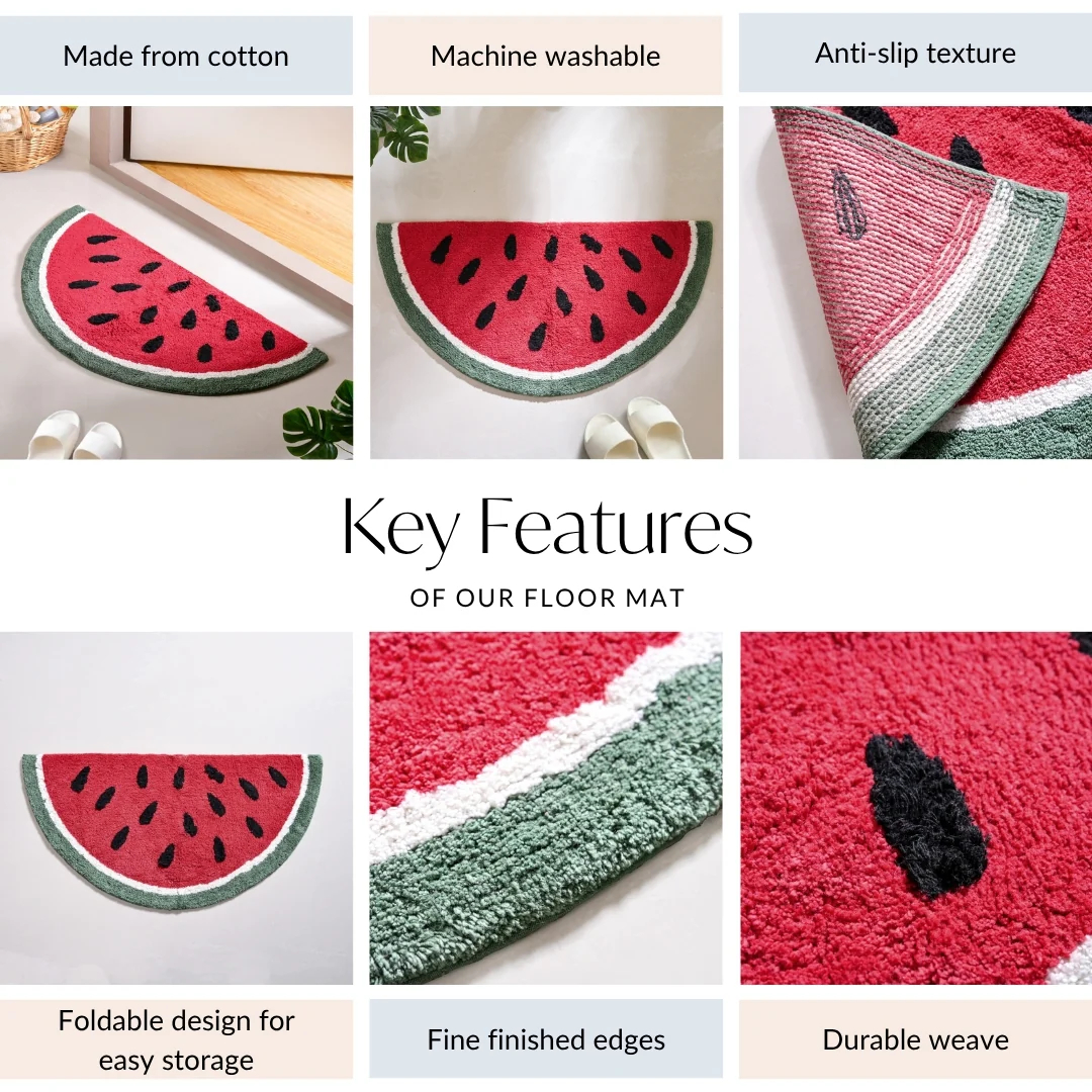 Watermelon Anti Slip Tufted Cotton Mat 83x43cm - Image 3