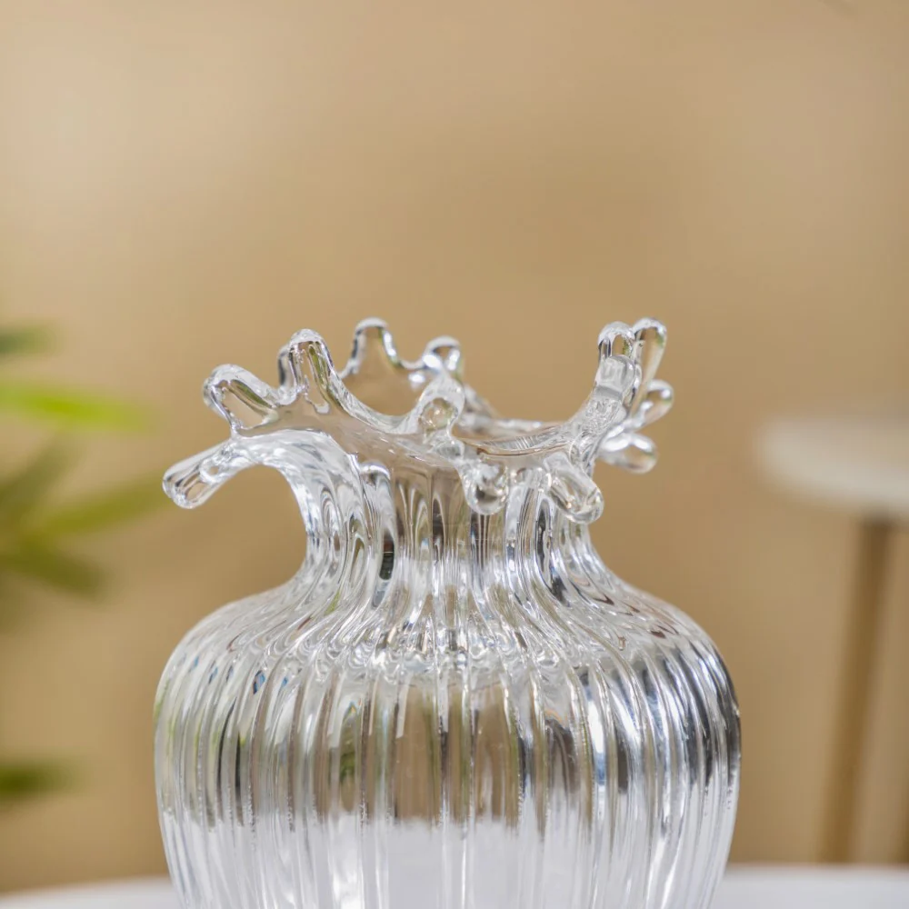 Wave Glass Flower Vase Small 7 Inch - Image 4