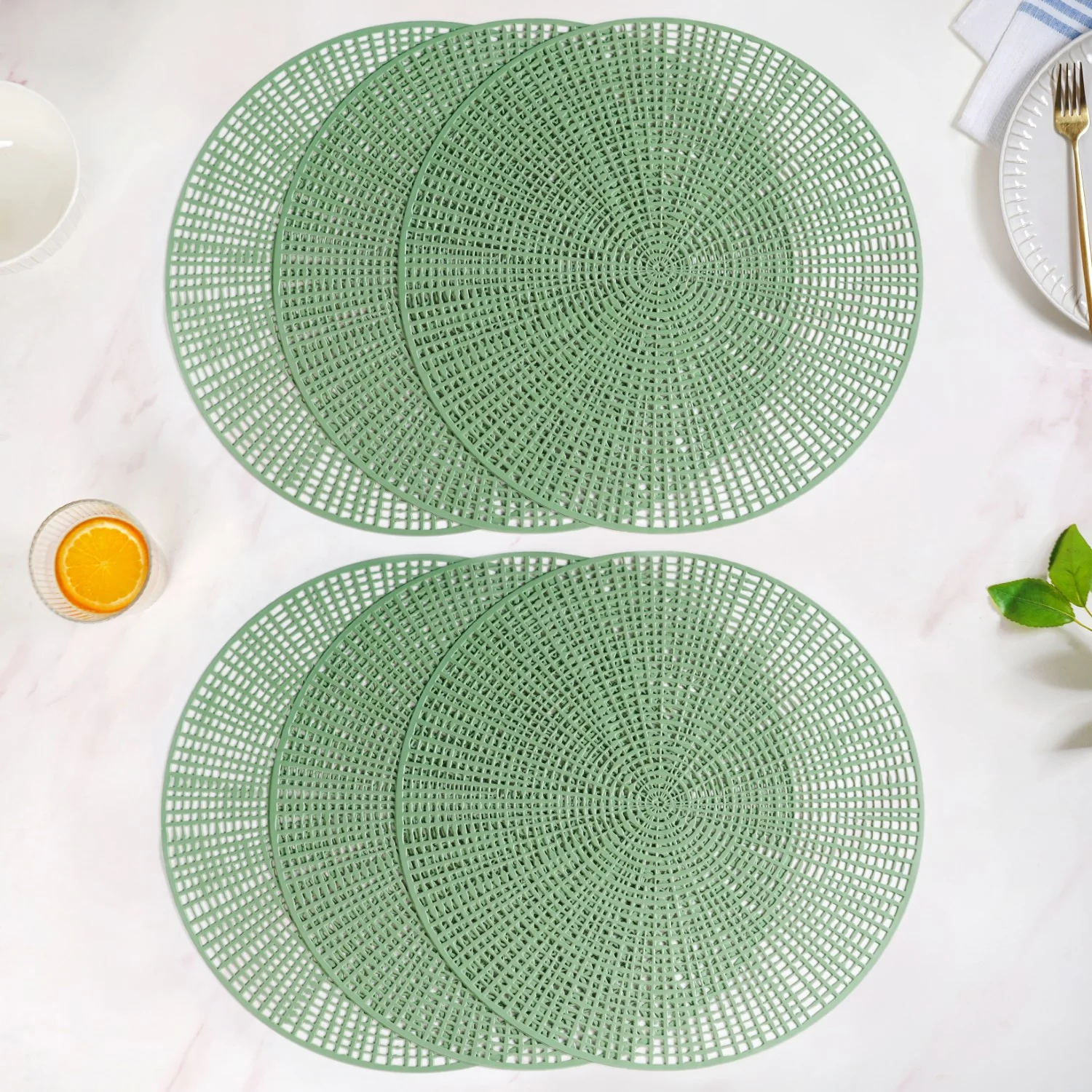 Web Style Green Dining Mat Set Of 6 - Image 7