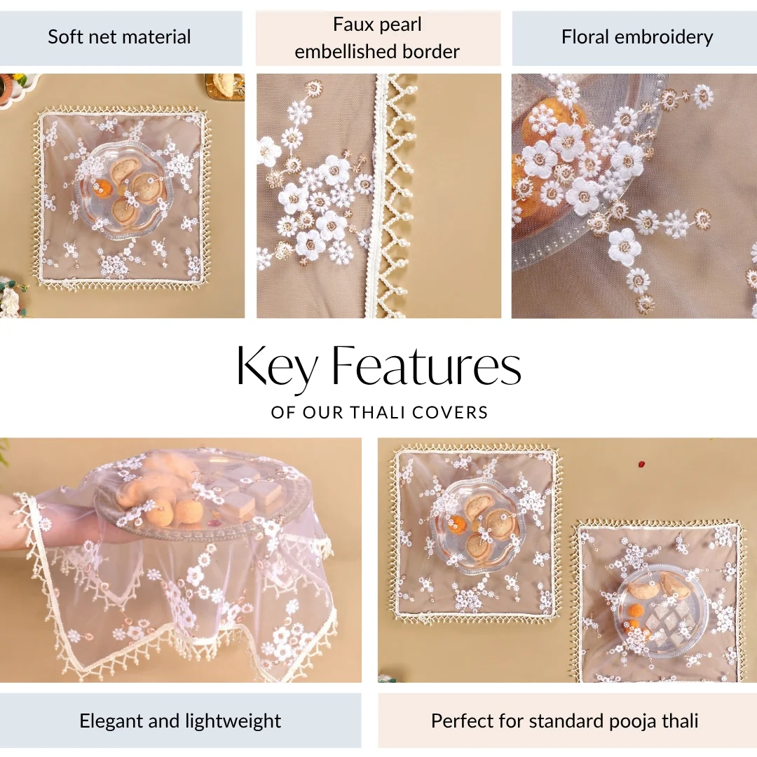 Wedding Floral Thali Cover Set Of 2 Lavender - Image 5