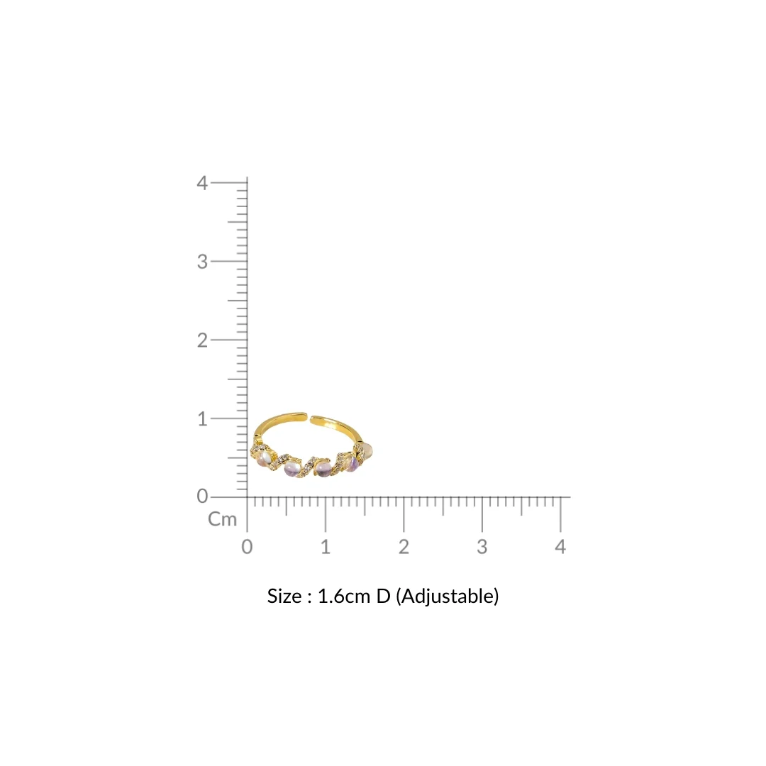 Whispering Pink Blush Statement Gold Ring - Image 3