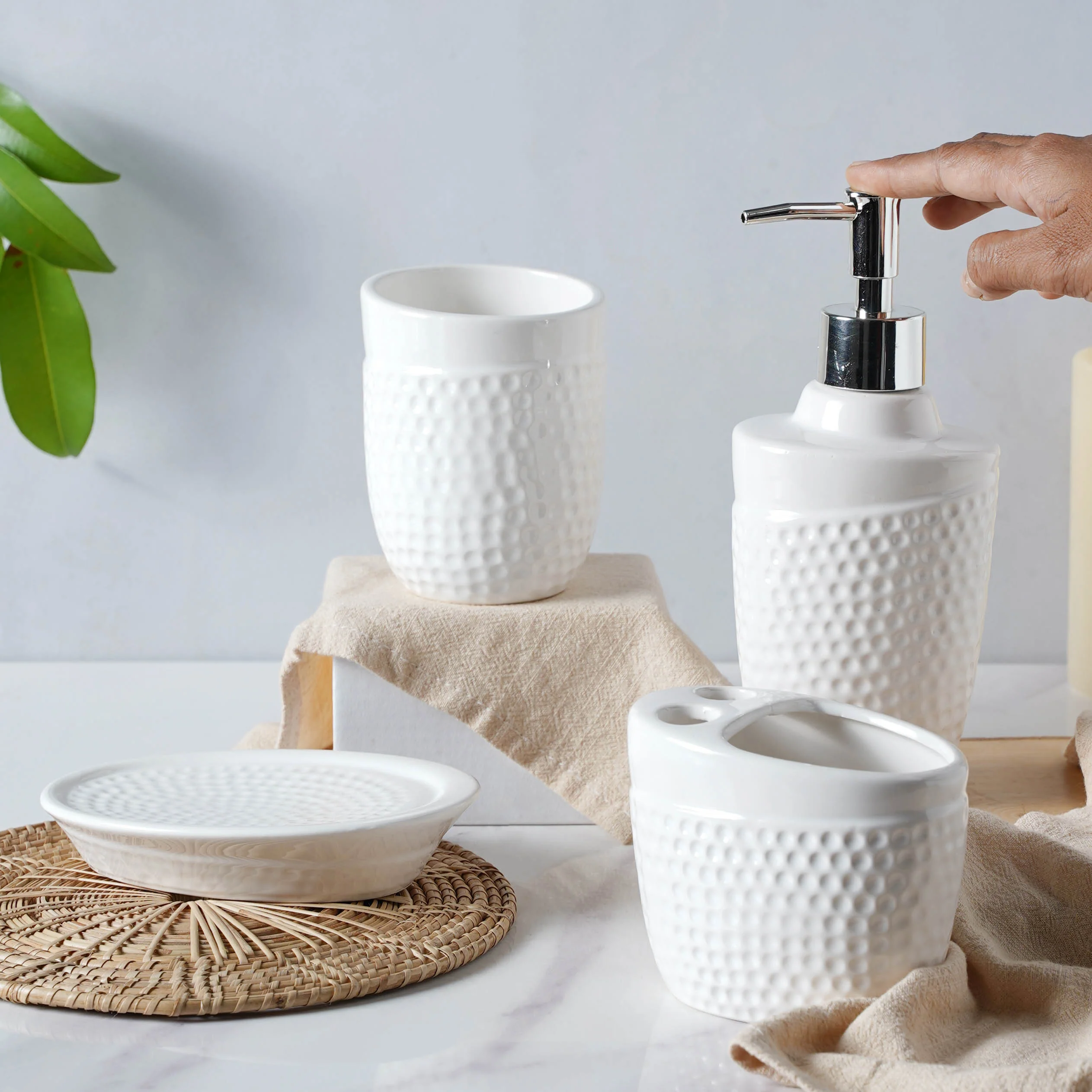White Ceramic Bathroom Accessories Set - Image 2
