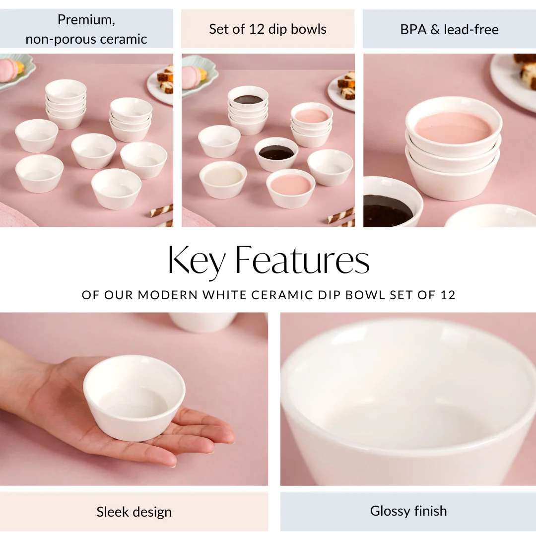White Dip Bowl Set Of 12 90ml - Image 5