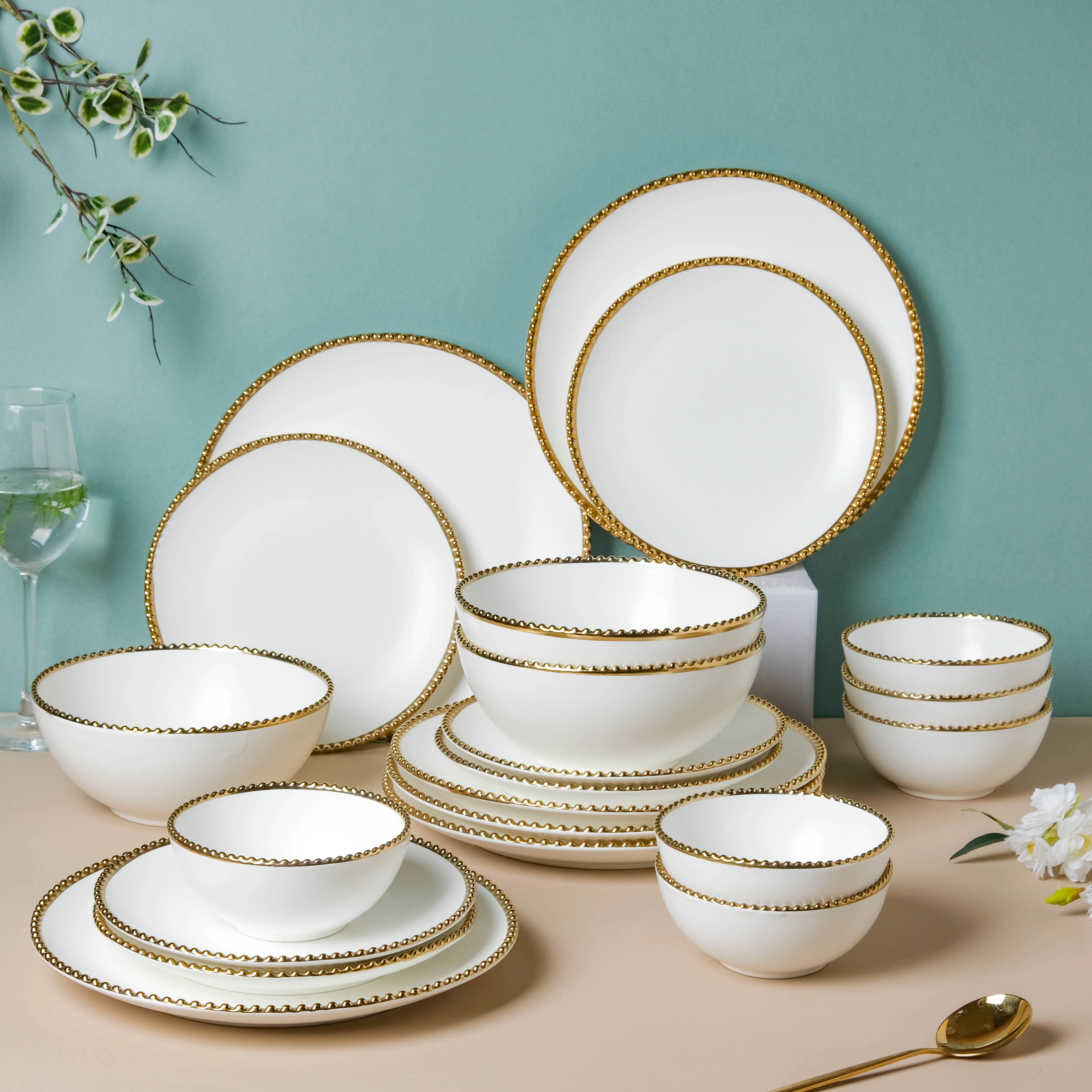 White Elysian 21 Piece Dinner Set For 6 - Image 14
