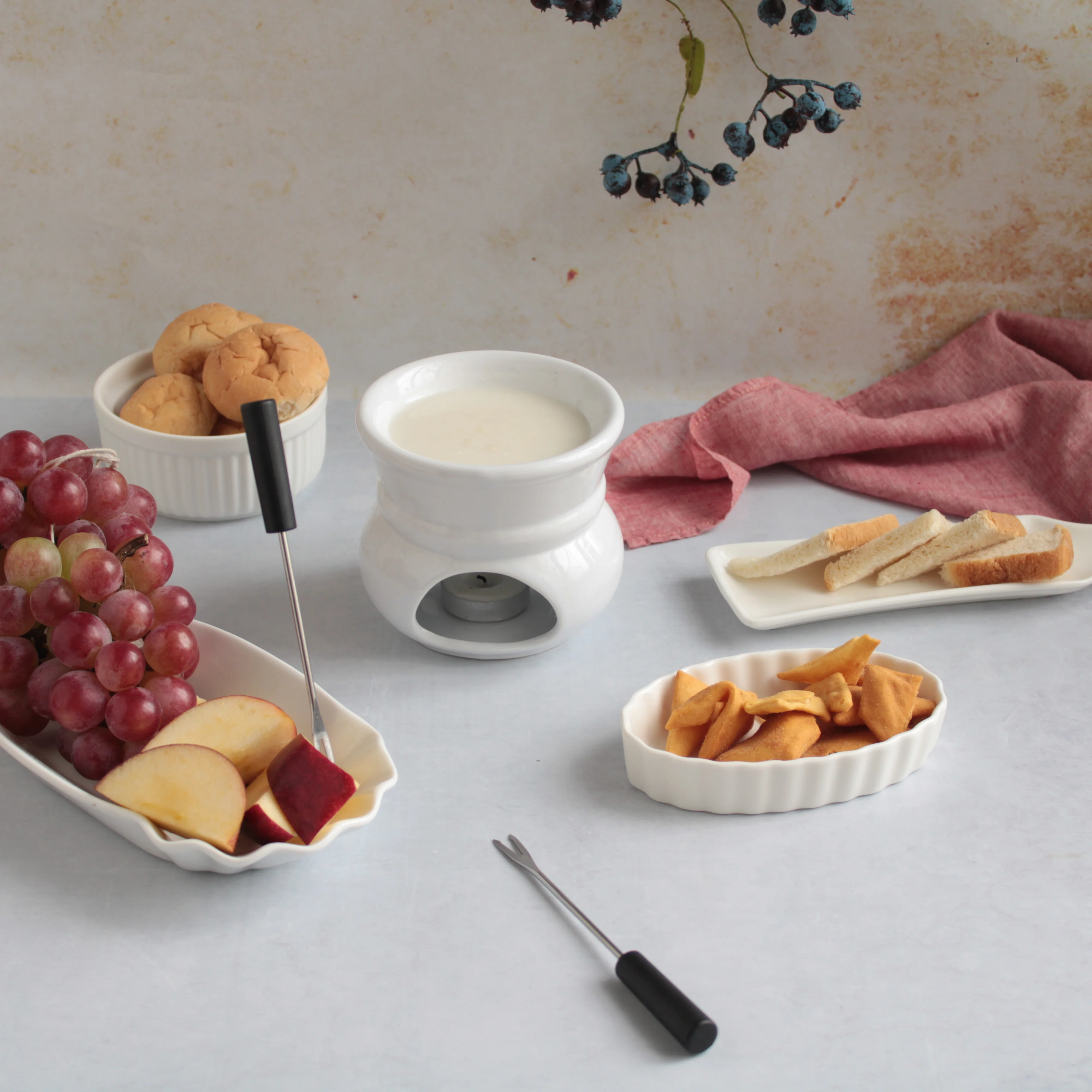 White Fondue Set - Image 3