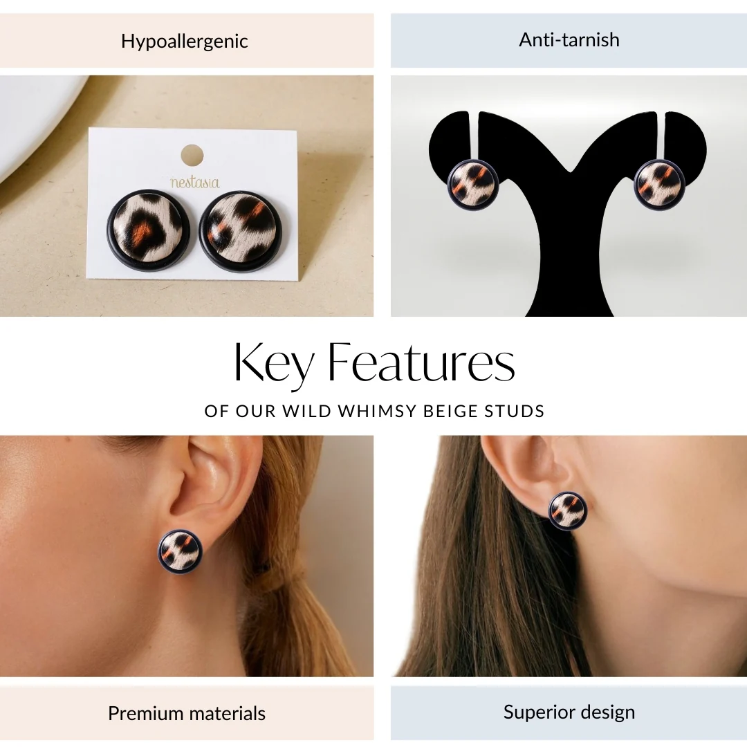 Wild Whimsy Beige Studs - Image 4