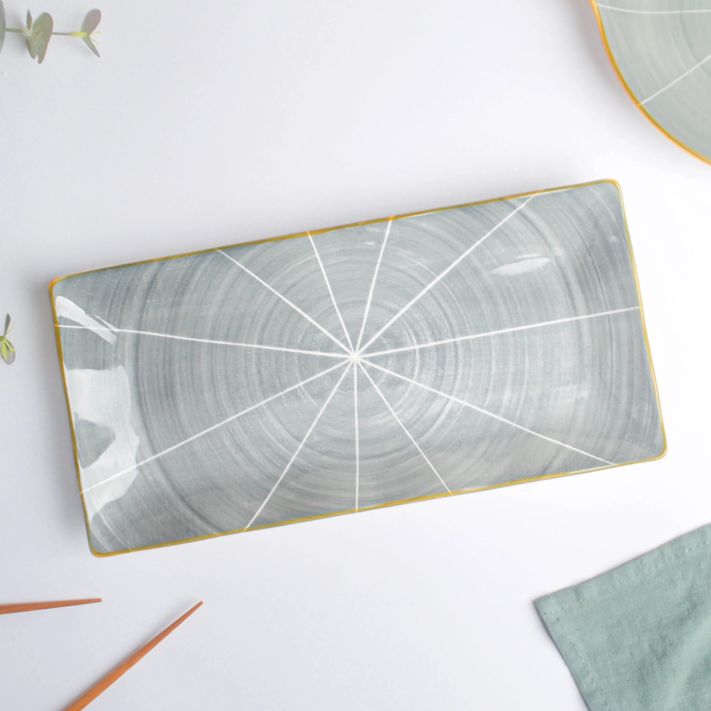 Willow Dark Grey Ceramic Long Plate 11 inch - Image 2