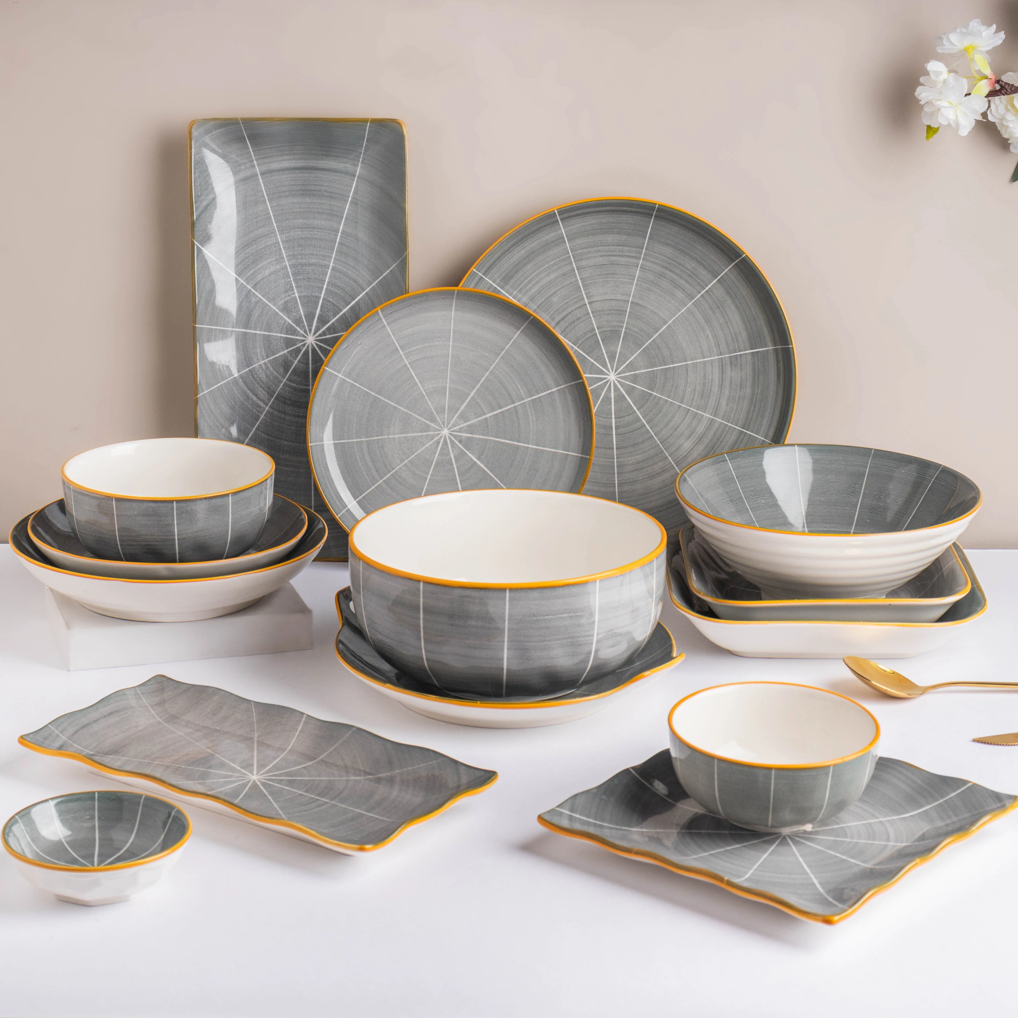 Willow Dark Grey Ceramic Long Plate 11 inch - Image 6
