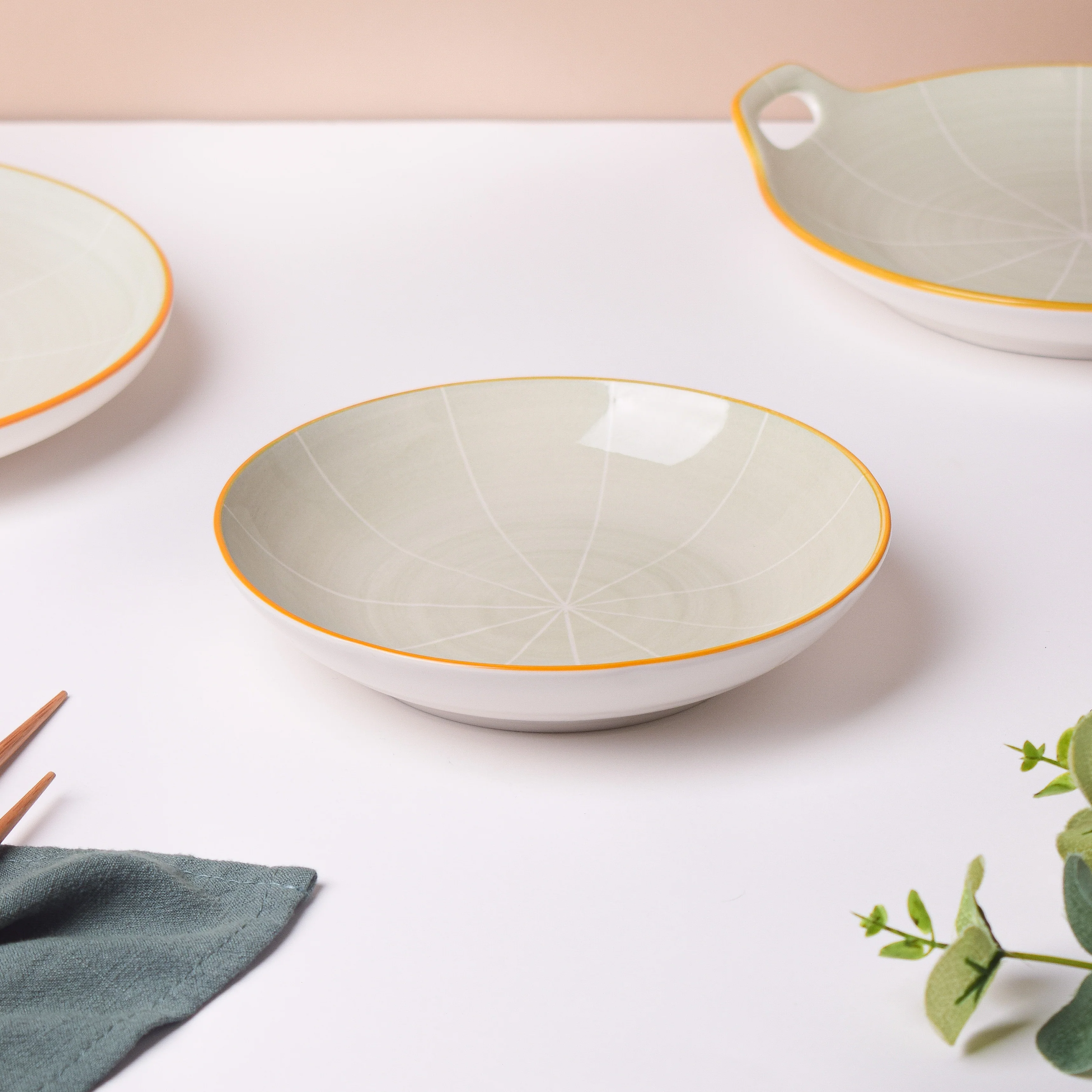 Willow Light Grey Ceramic Snack Plate 7 inch - Image 4
