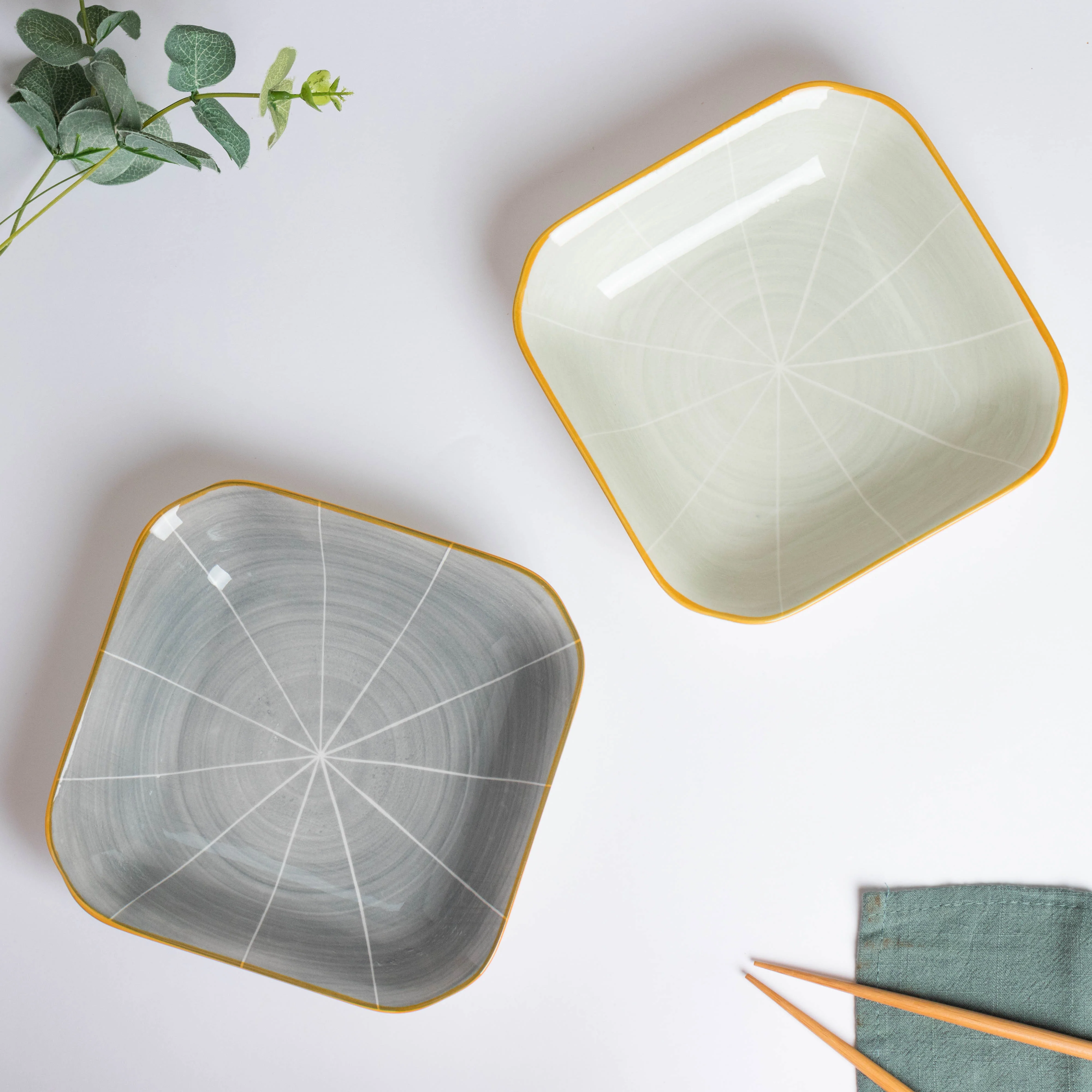 Willow Light Grey Square Ceramic Snack Plate - Image 5