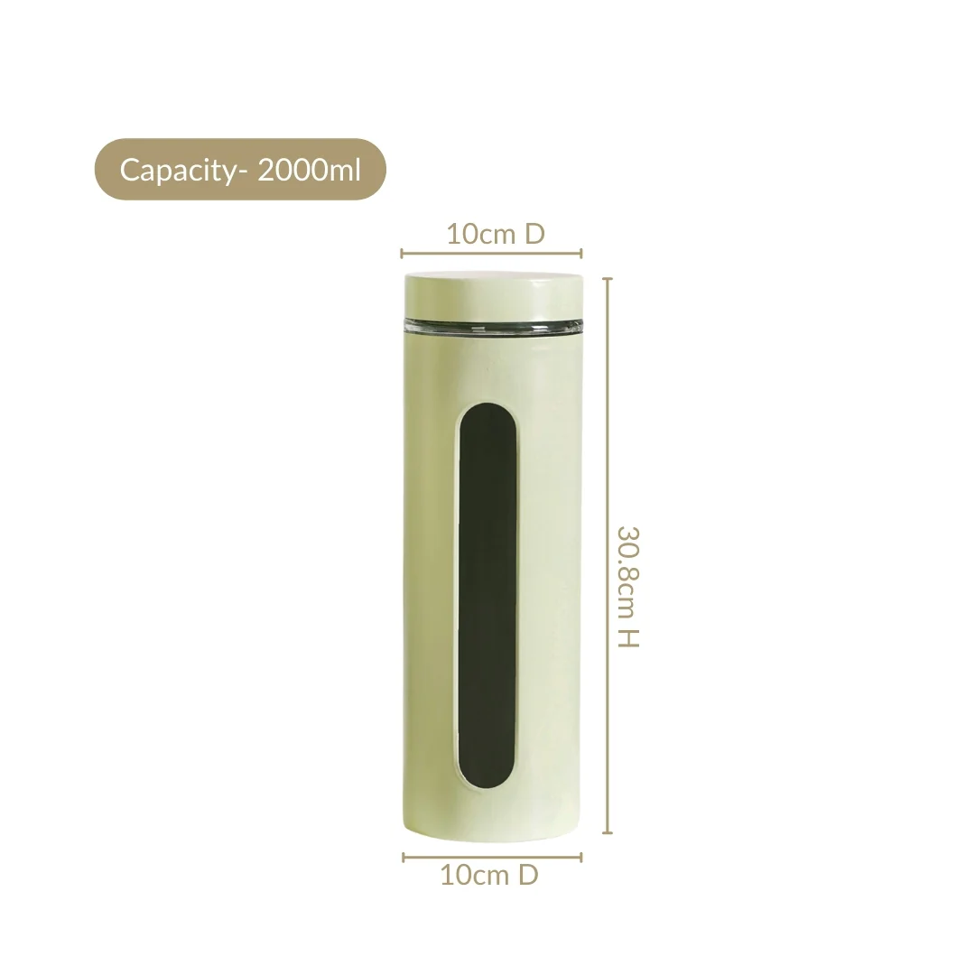 Winnie Tall Airtight Kitchen Canister With Window Set Of 4 Green 2000ml - Image 3