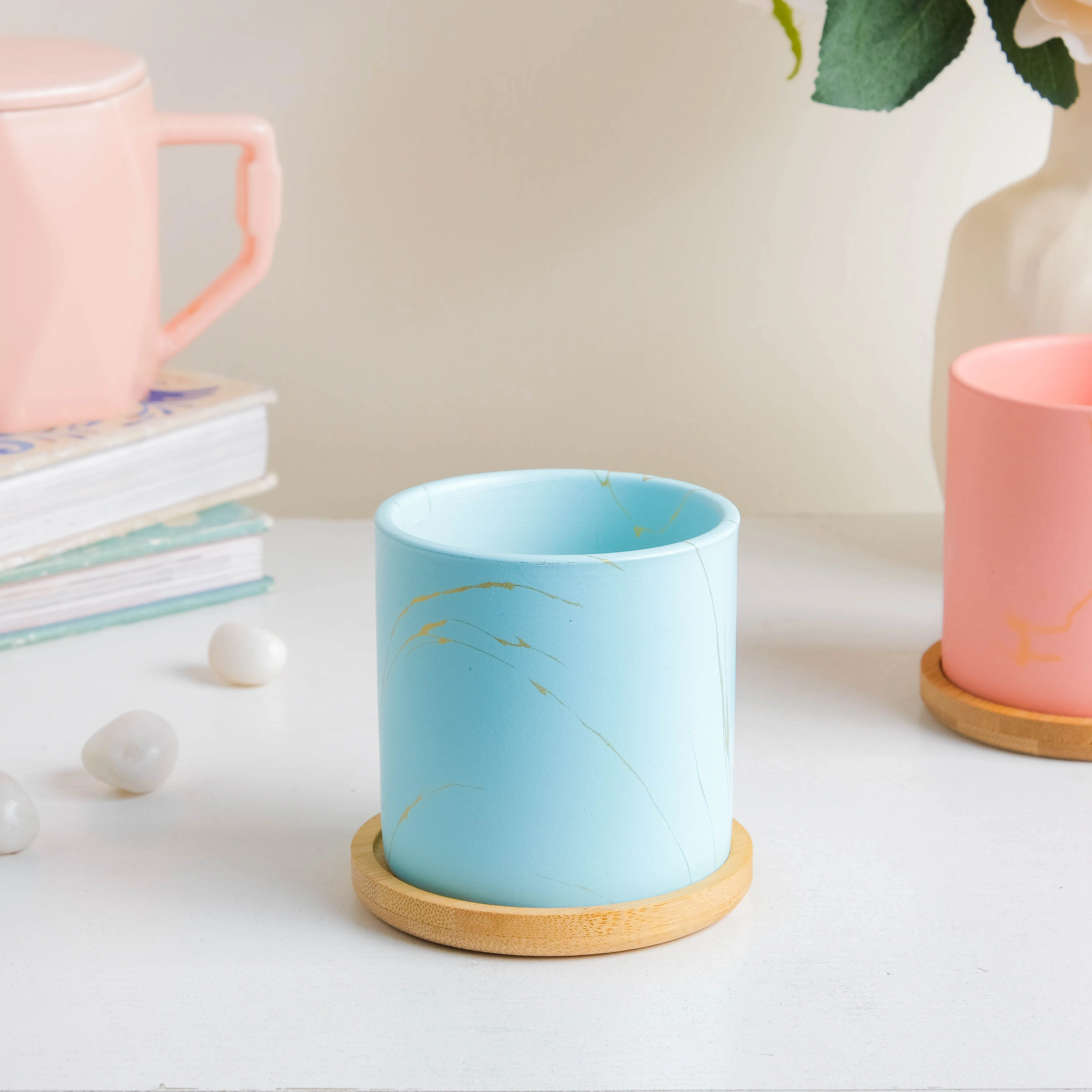 Winter Blue Planter With Coaster - Image 6