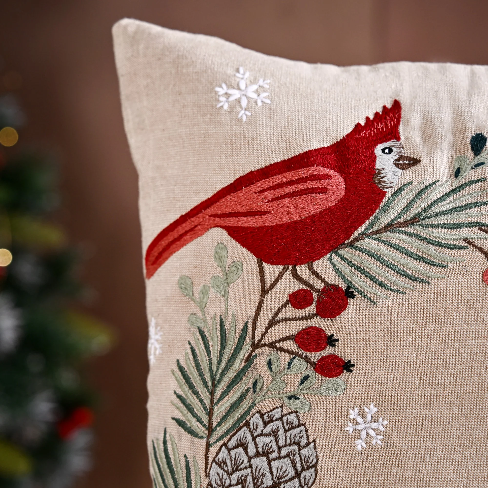 Winter Songbirds Decorative Cotton Cushion Cover 40x40cm - Image 6