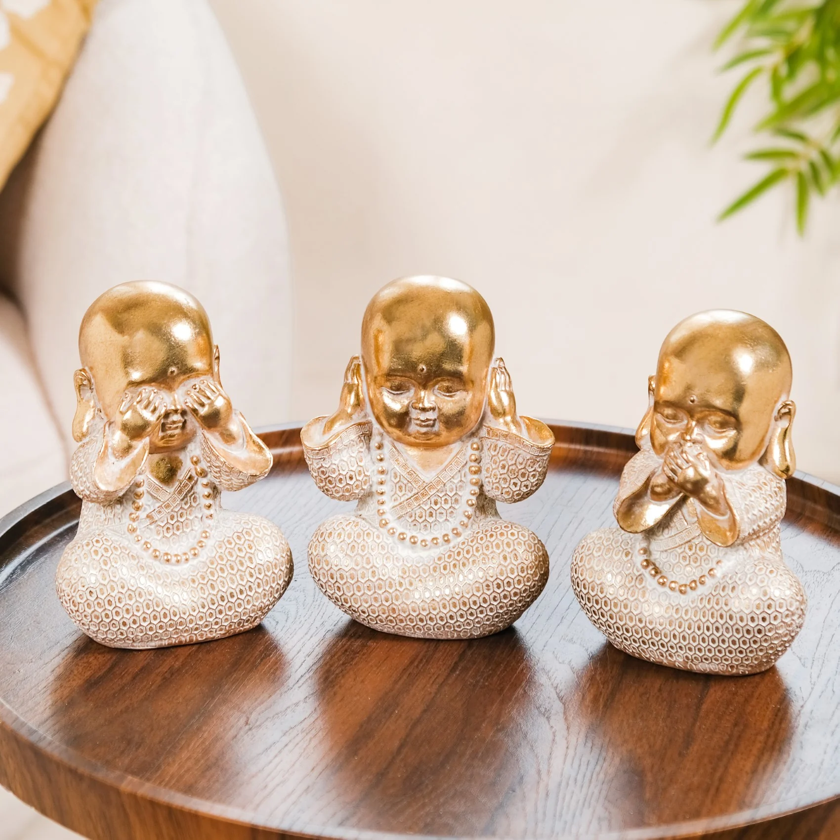 Wise Monk Trio Showpiece For Home Decor Gold - Image 3