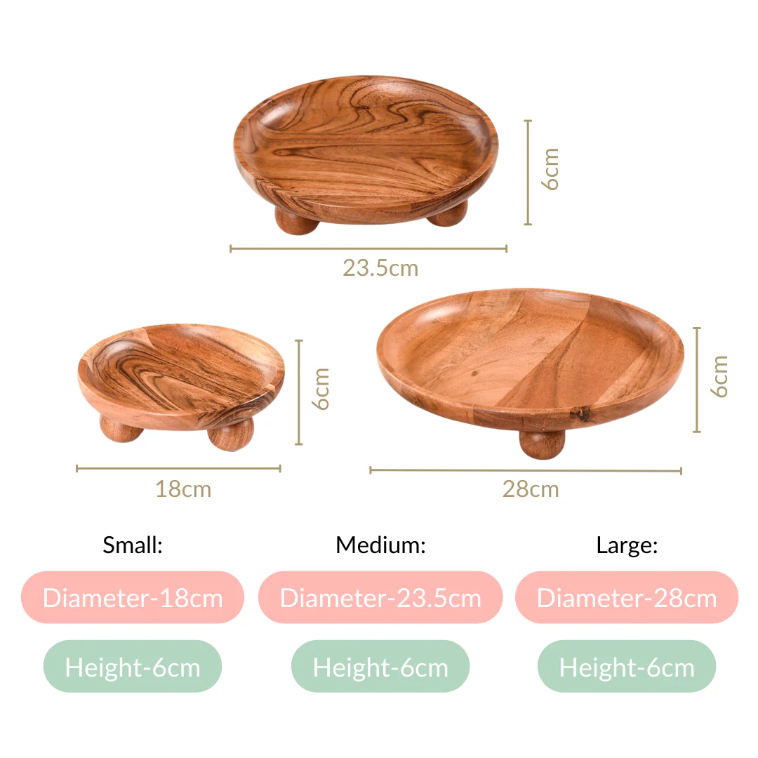 Wooden Round Serving Platter Set Of 3 - Image 4