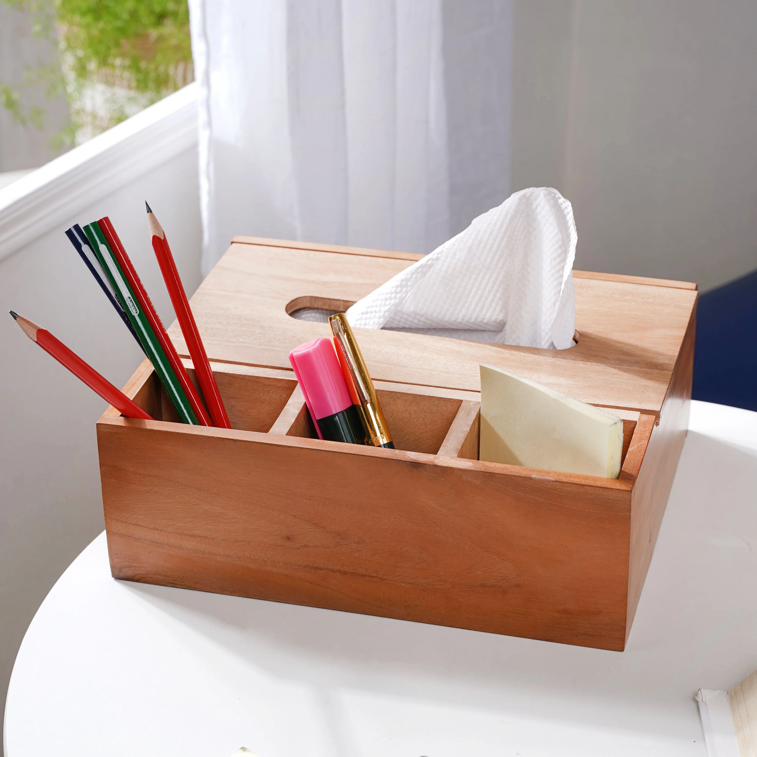 Wooden Tissue Box And Organiser - Image 5