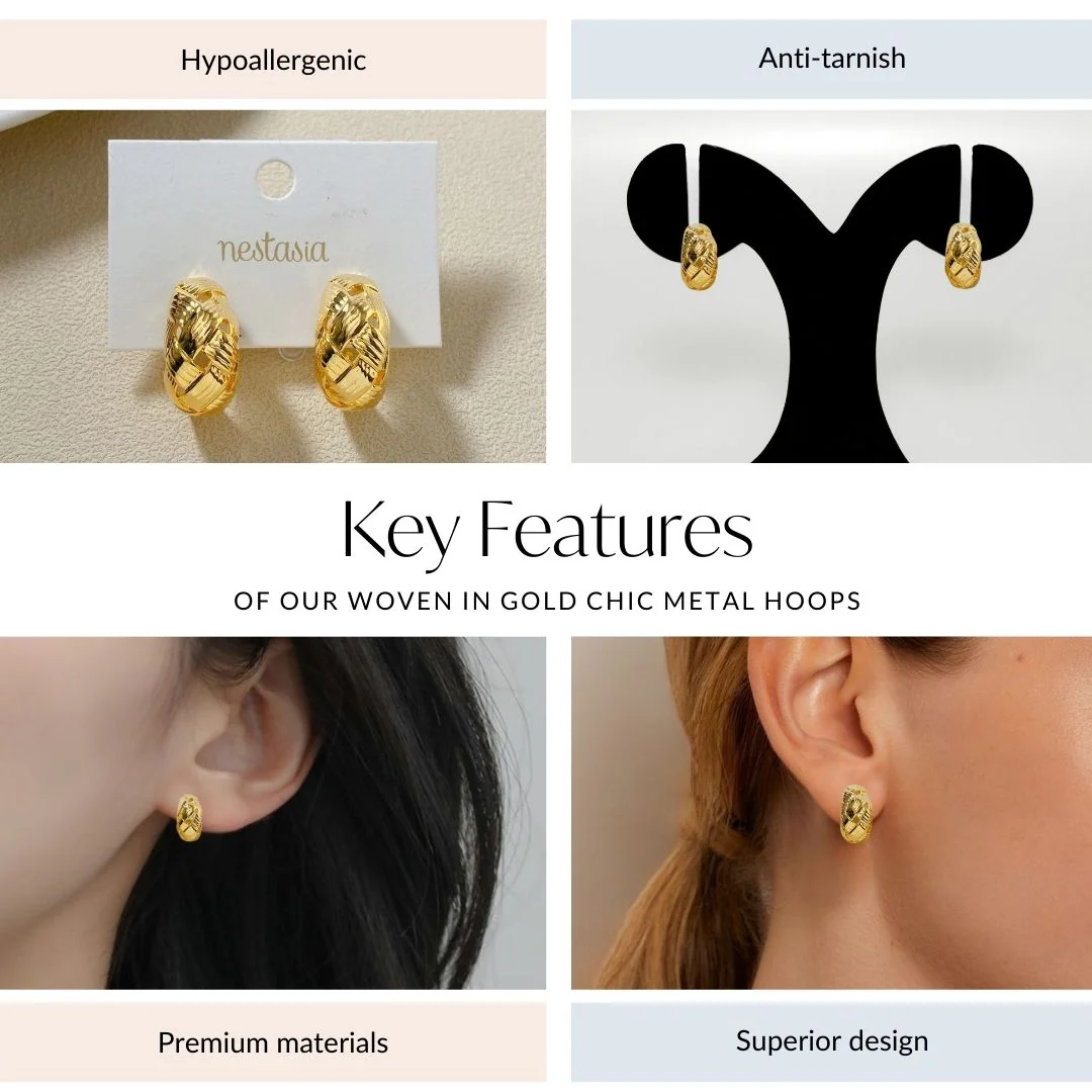 Woven In Gold Chic Metal Hoops - Image 4