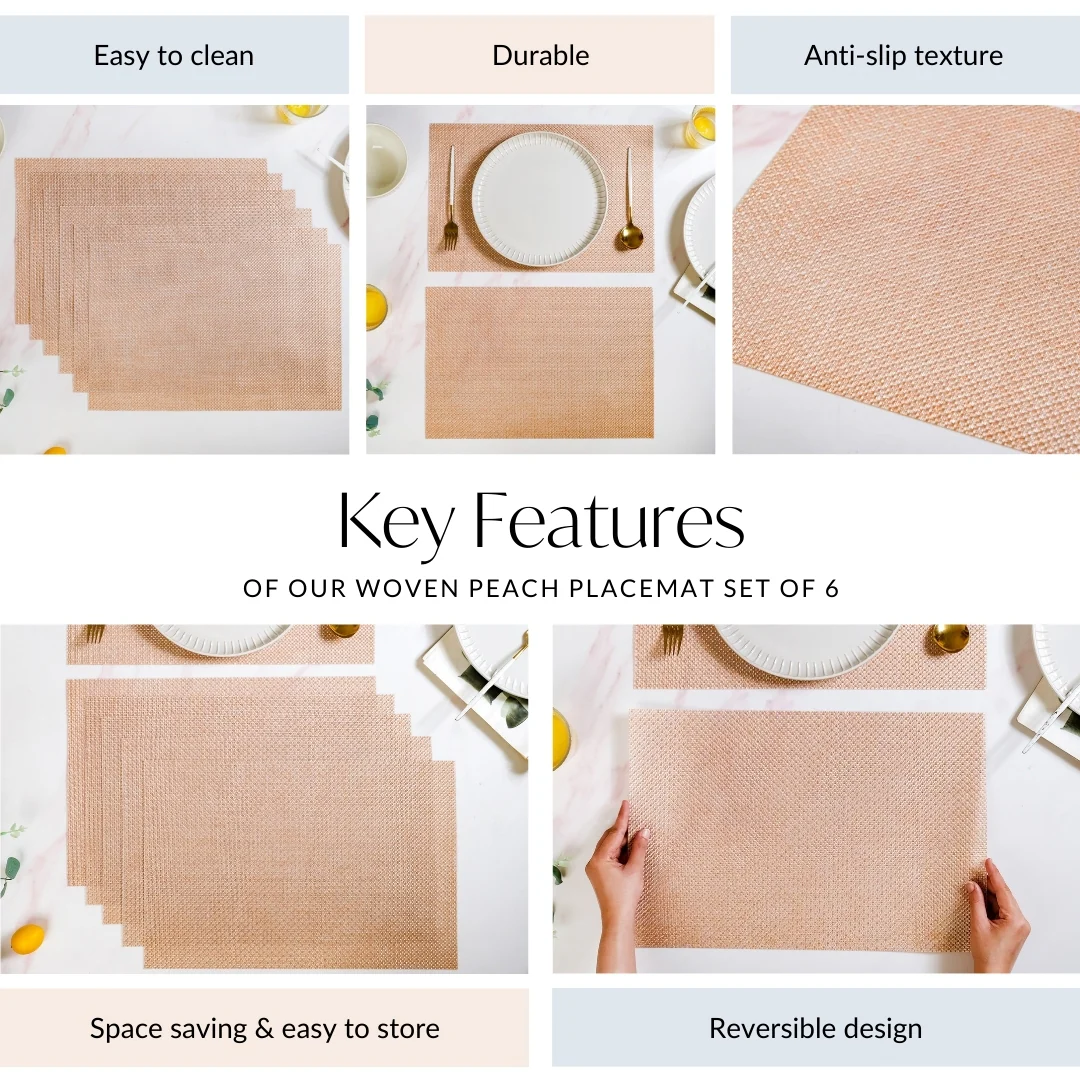 Woven Peach Placemat Set Of 6 - Image 5