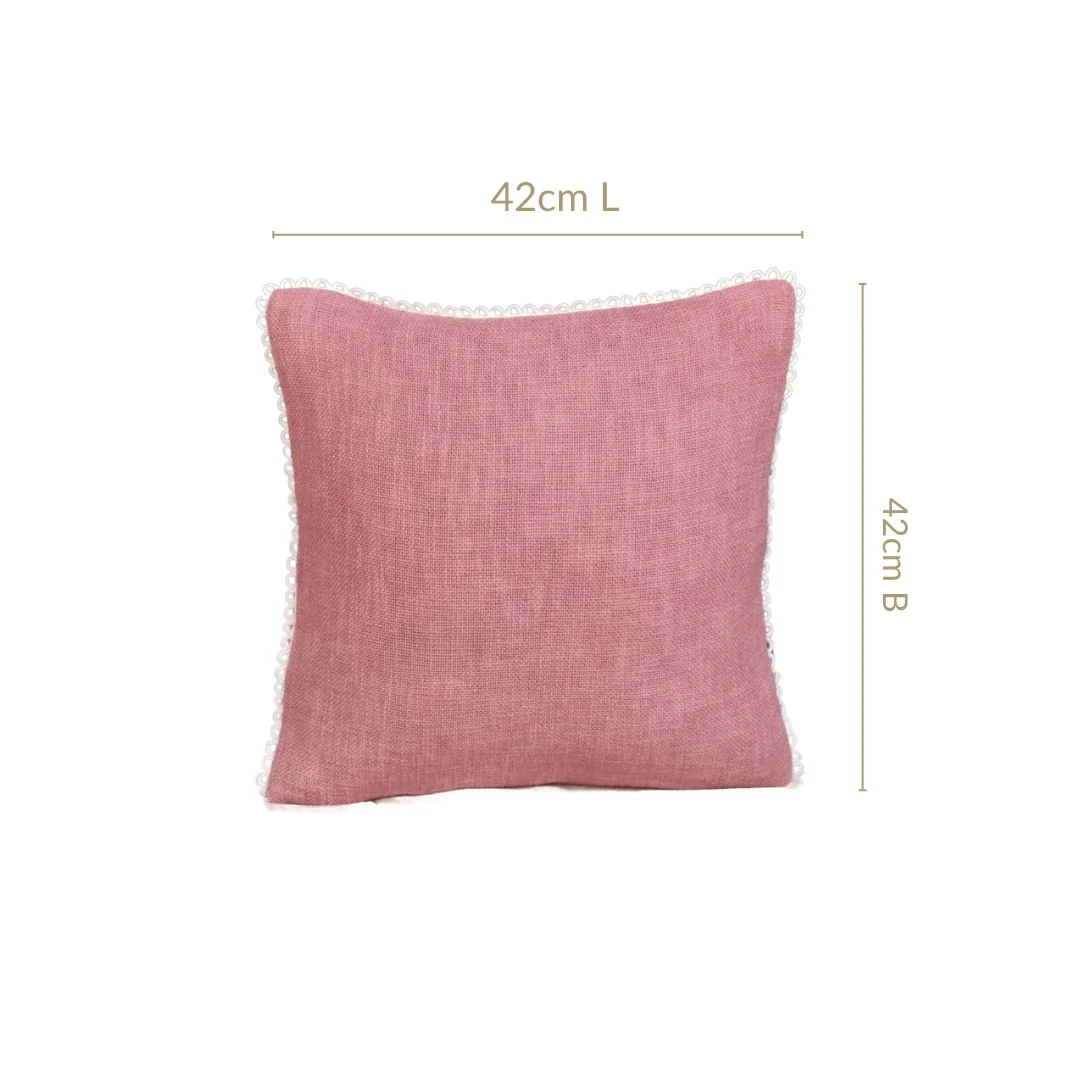 Woven Rose Cotton Cushion Cover With Looped Edging Set Of 2 - Image 3