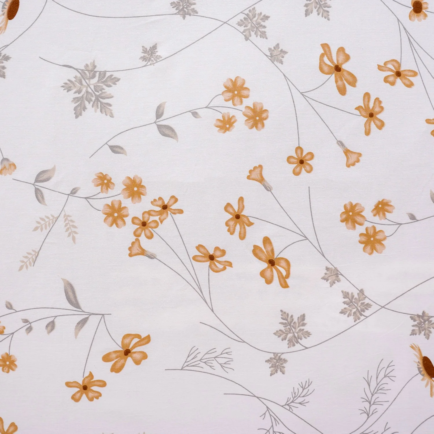 Yellow Floral Printed 180 TC Pure Cotton Bedding Set For King Size Bed 275x275 cm - Image 5