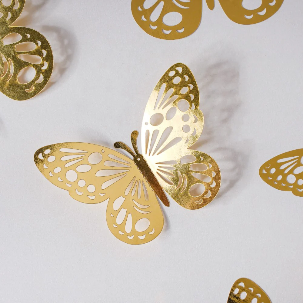 Yellow Gold Butterfly 3D Wall Stickers Set Of 12 - Image 4