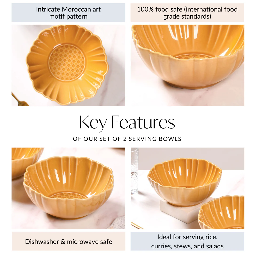 Yellow Ochre Serving Bowl Set Of 2 1200ml - Image 5