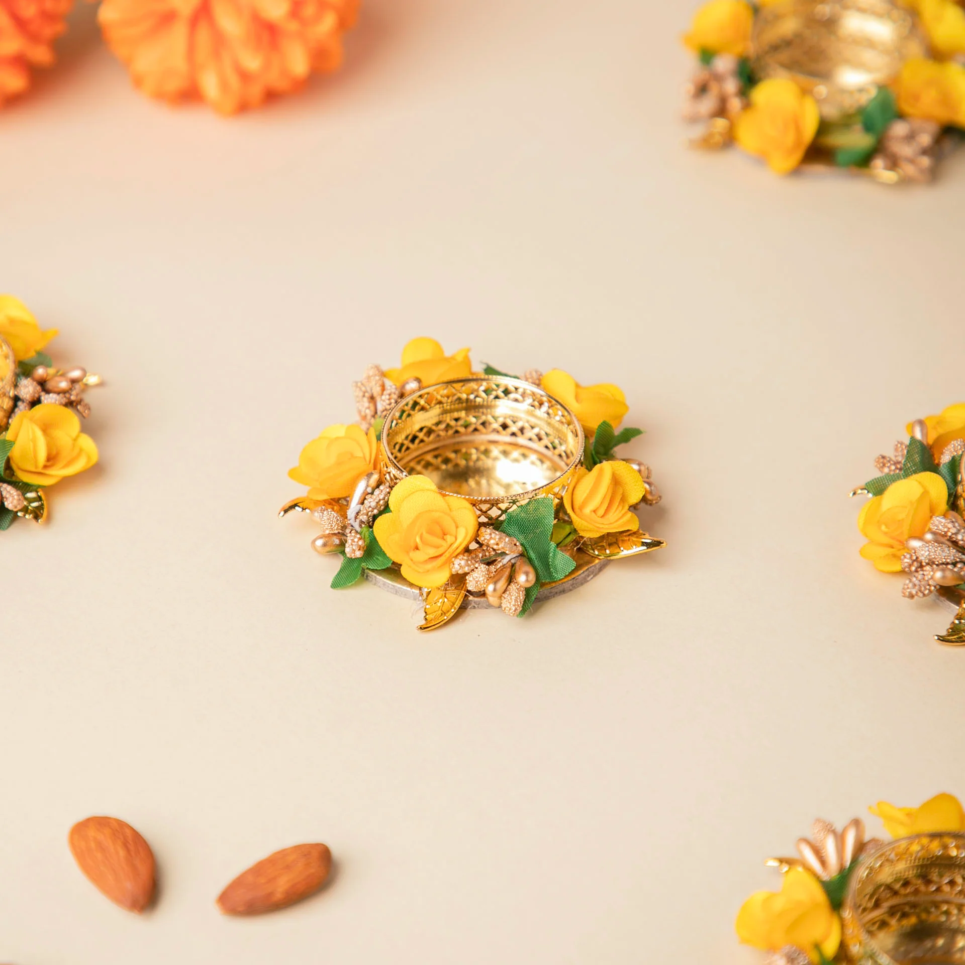 Yellow Rose Tea Light Holder Set Of 6 - Image 4