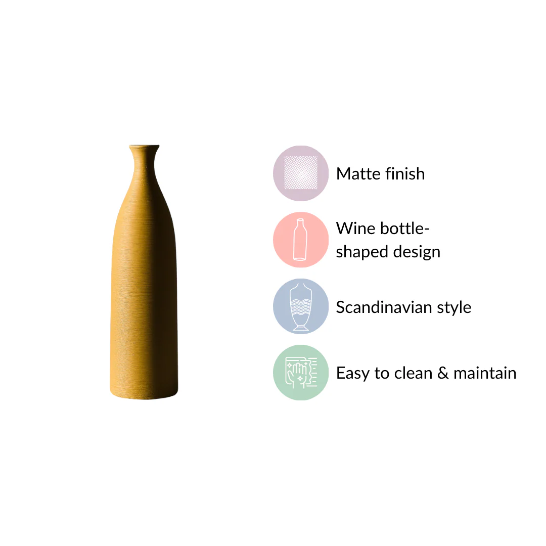 Yellow Textured Ceramic Vase - Image 5