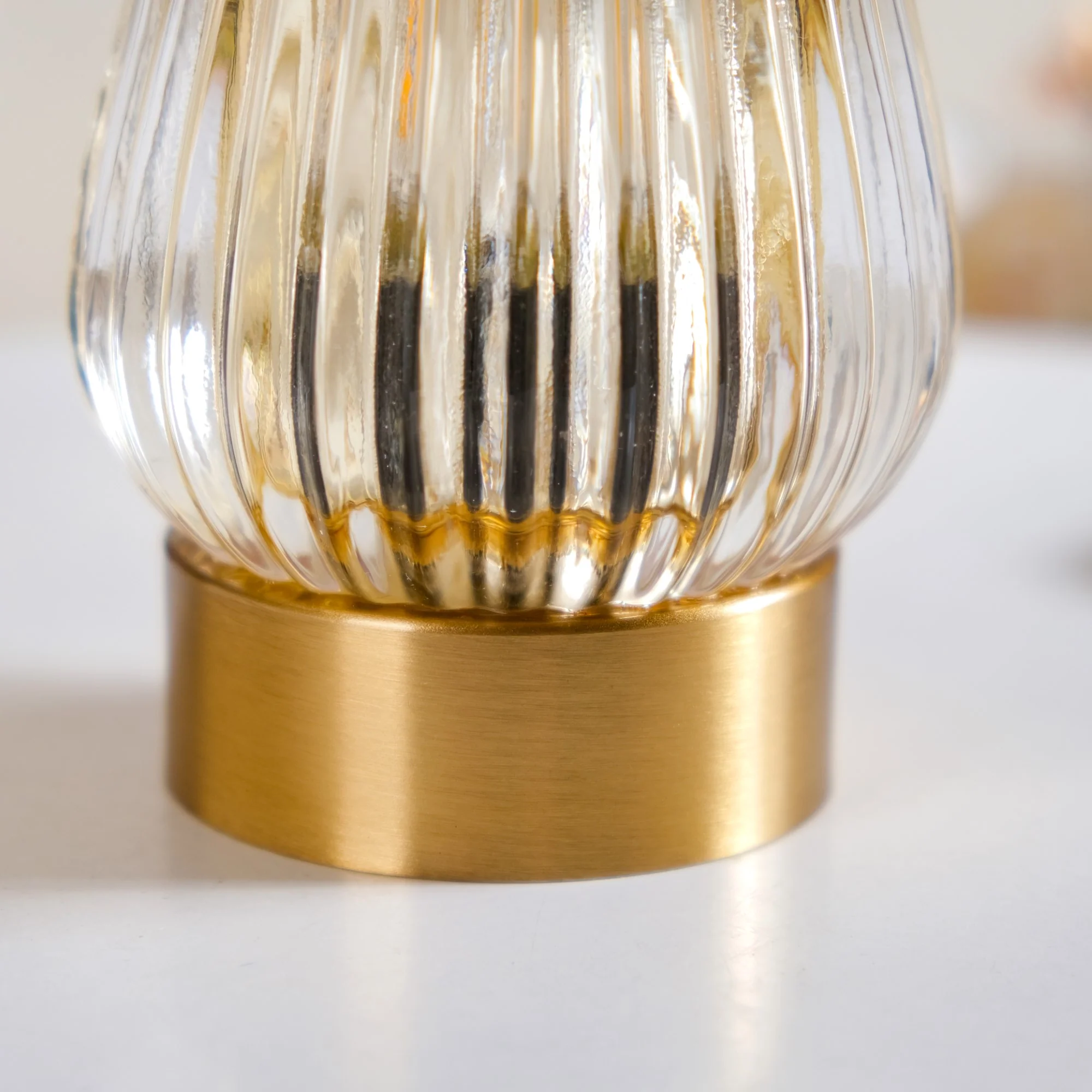 Yellow Tulip Glass Portable Lamp With Edison LED Bulb - Image 9