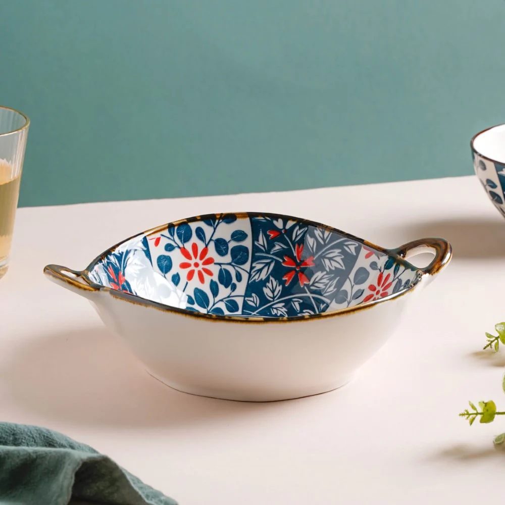 Yugana Floral Patterned Serving Bowl With Handles 9 Inch 500 ml - Image 4