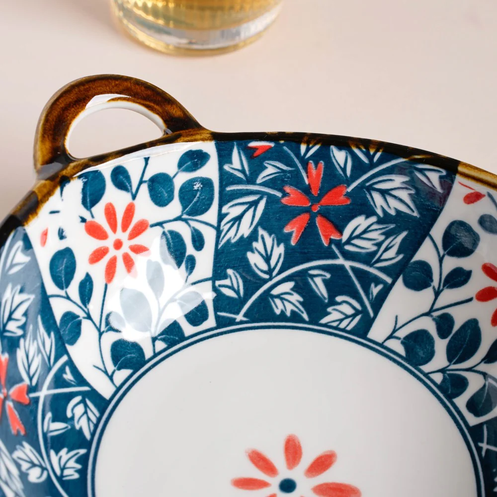 Yugana Floral Patterned Serving Bowl With Handles 9 Inch 500 ml - Image 5
