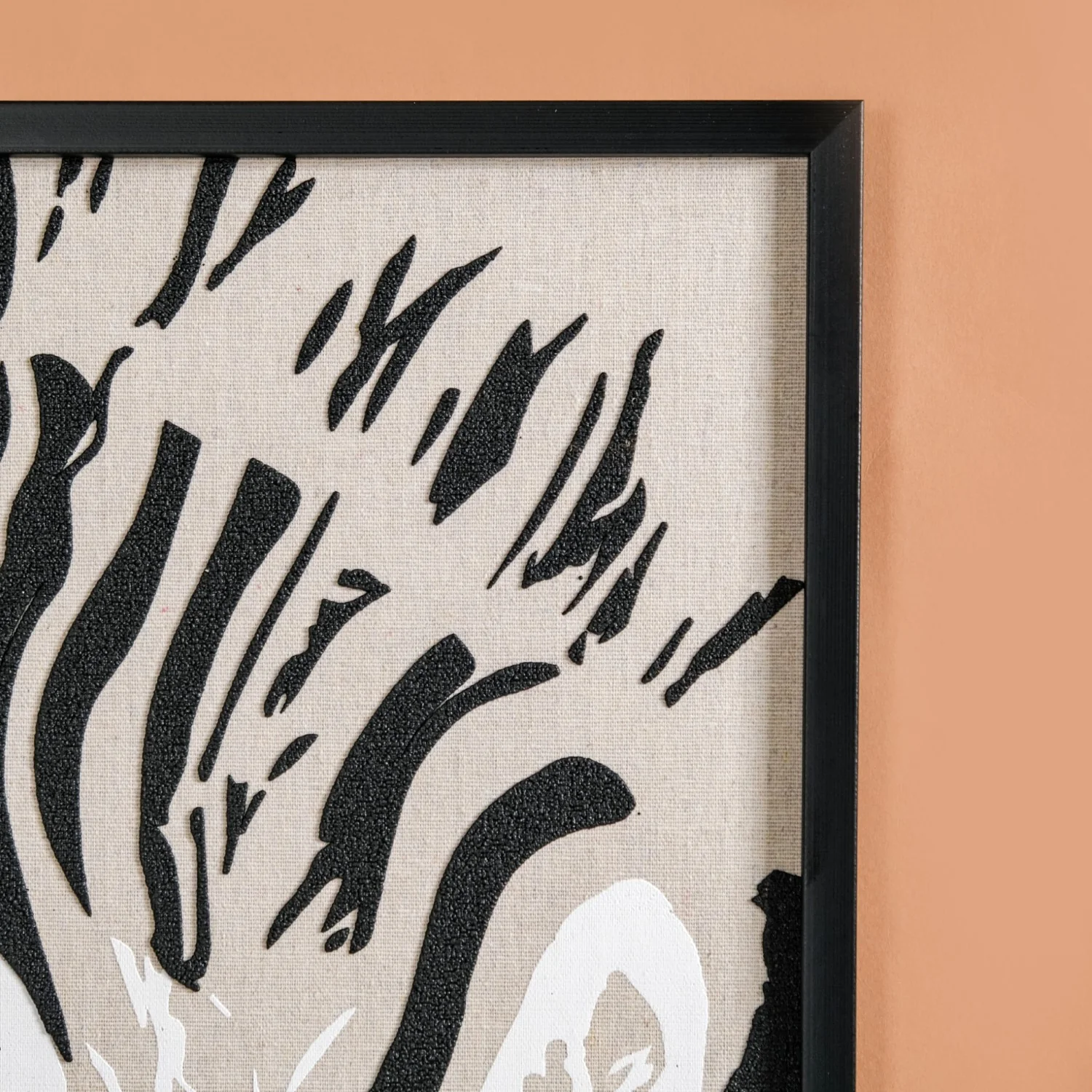 Zebra Embossed Canvas Wall Art Black White 23x17 Inch - Image 2