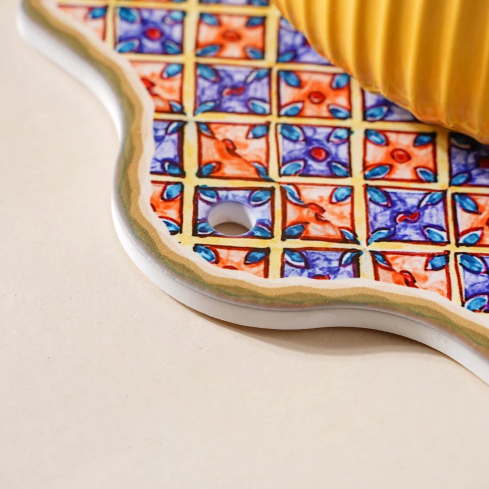 Moroccan Patterned Ceramic Platter Orange 7 Inch - Image 10