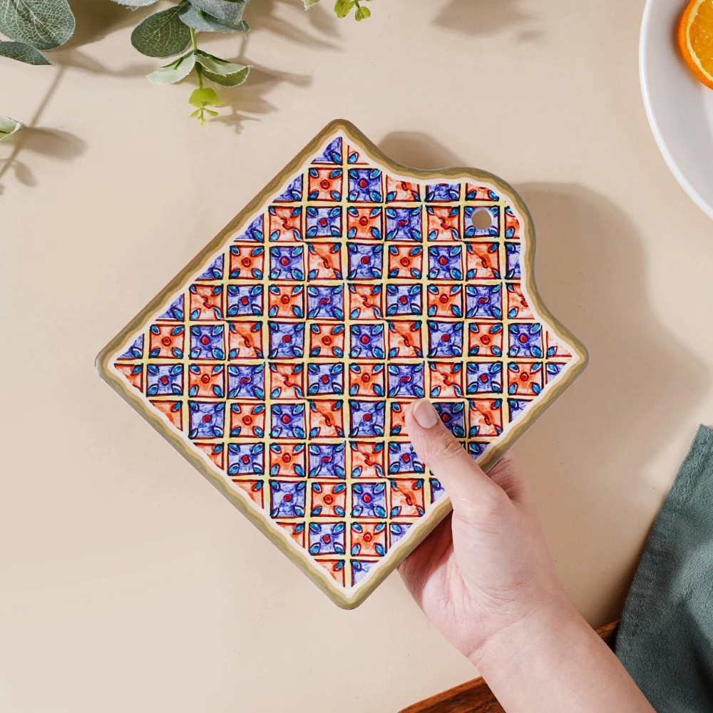 Moroccan Patterned Ceramic Platter Orange 7 Inch - Image 2
