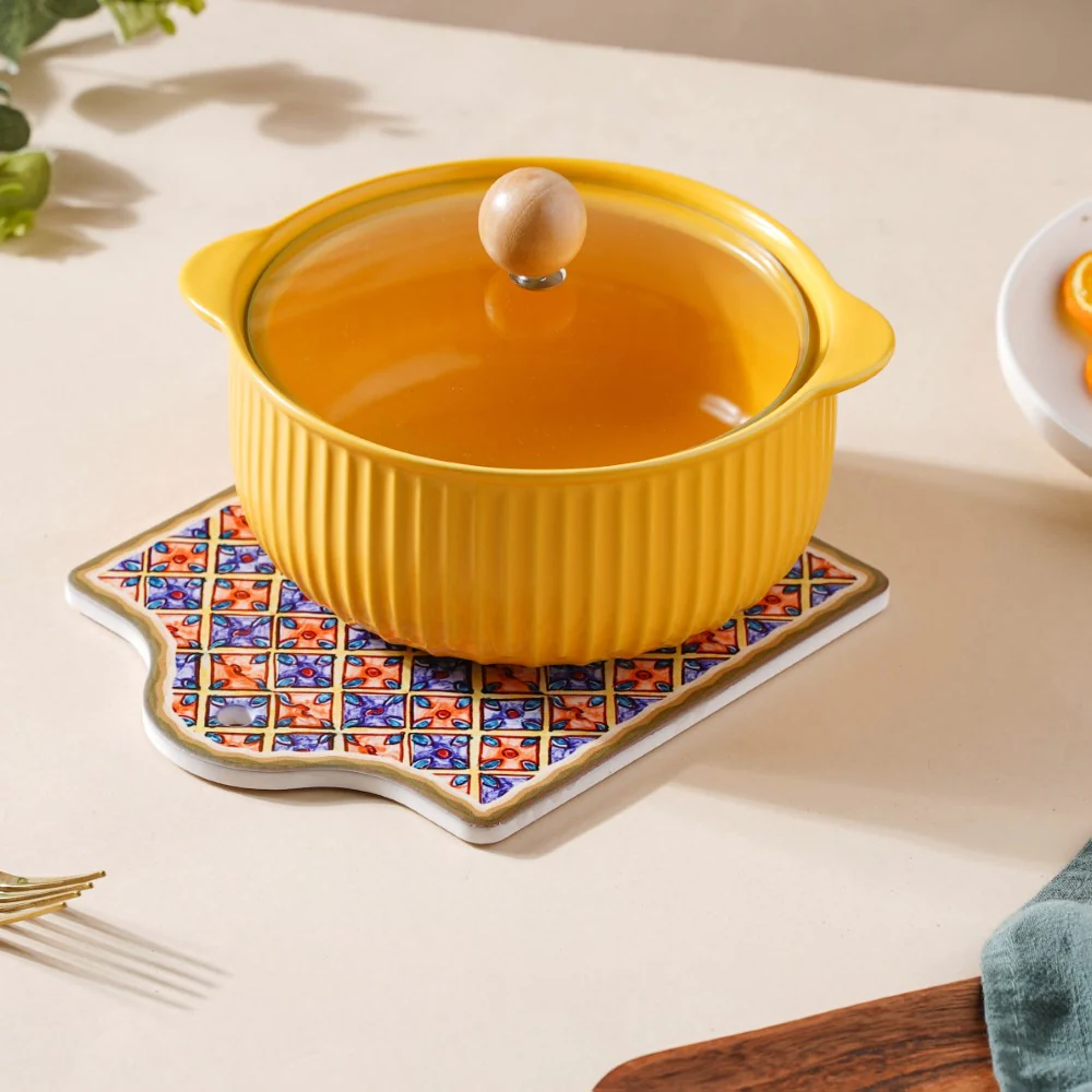 Moroccan Patterned Ceramic Platter Orange 7 Inch - Image 3