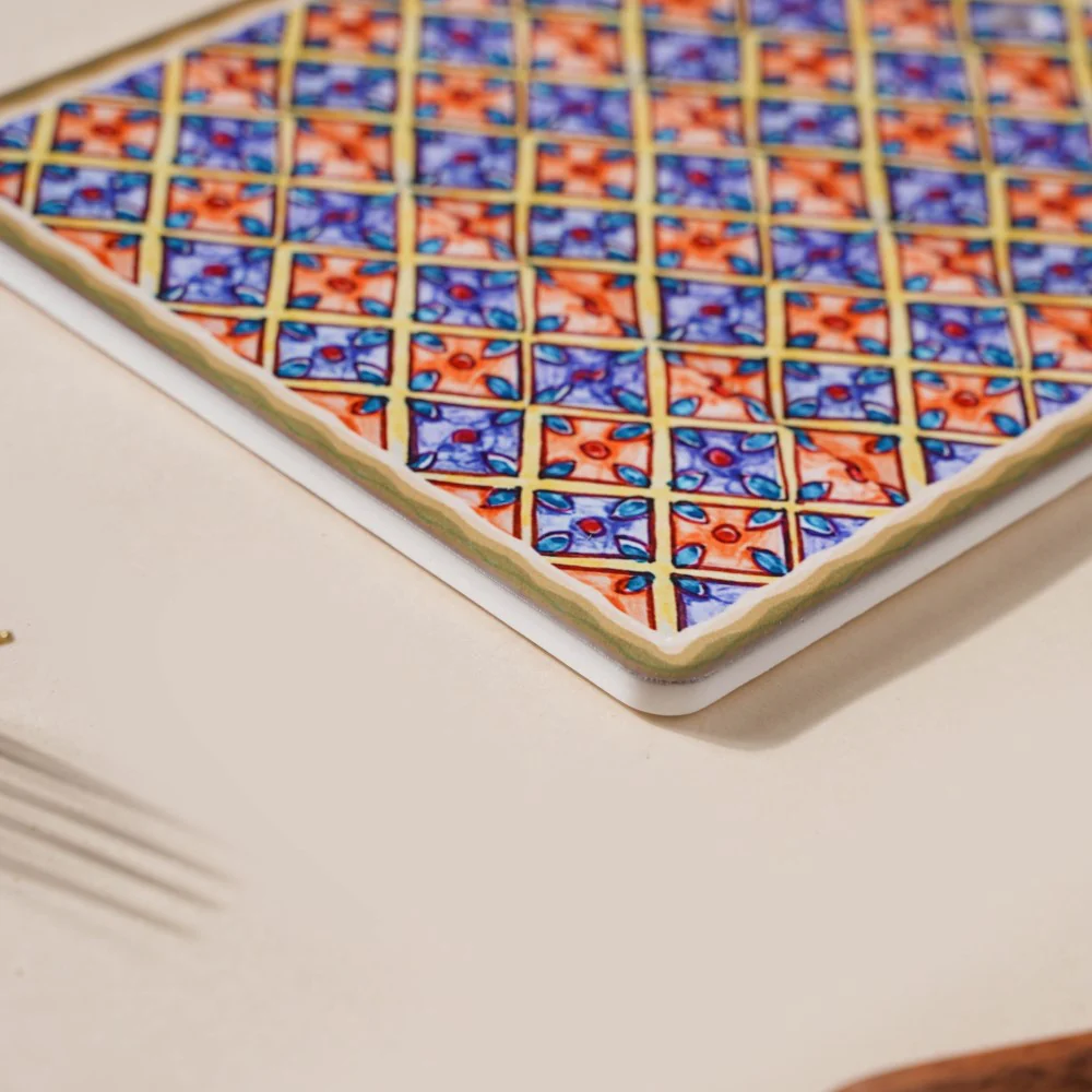 Moroccan Patterned Ceramic Platter Orange 7 Inch - Image 5