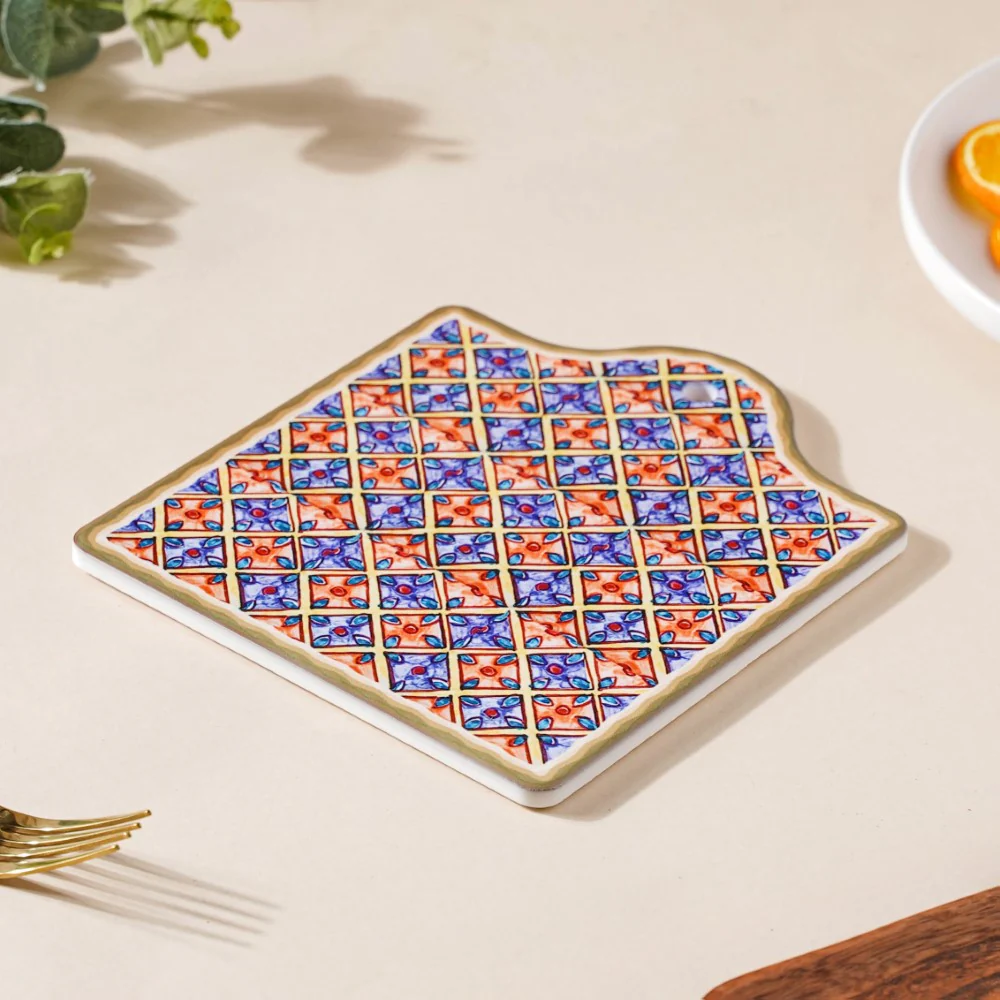 Moroccan Patterned Ceramic Platter Orange 7 Inch - Image 7