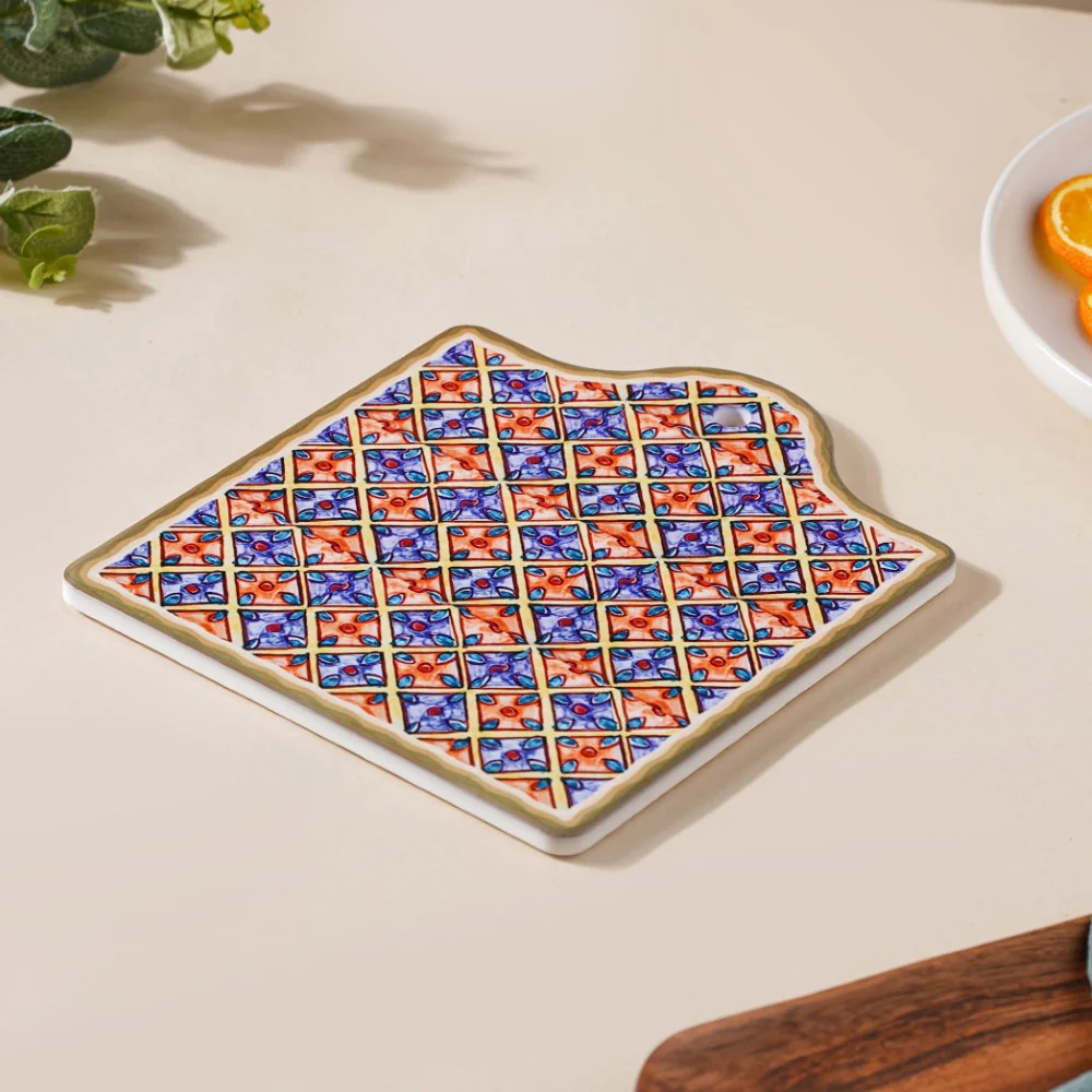 Moroccan Patterned Ceramic Platter Orange 7 Inch - Image 8