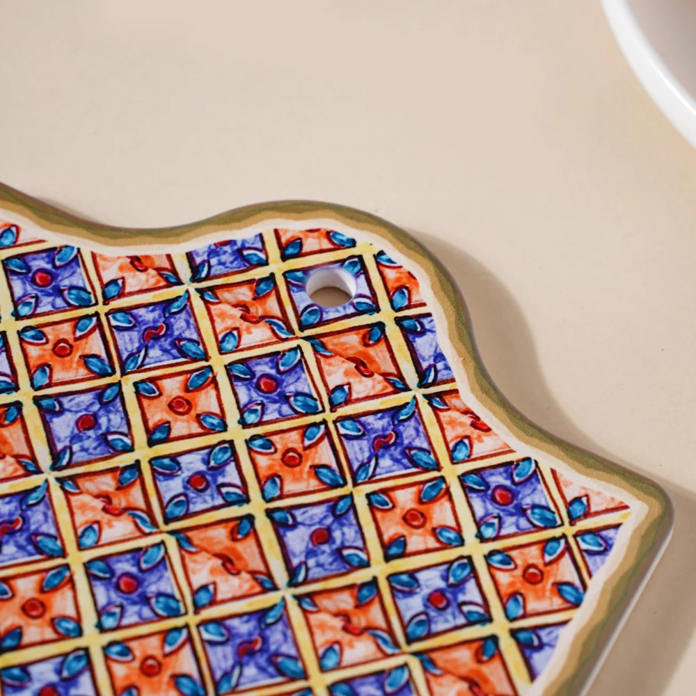 Moroccan Patterned Ceramic Platter Orange 7 Inch - Image 9