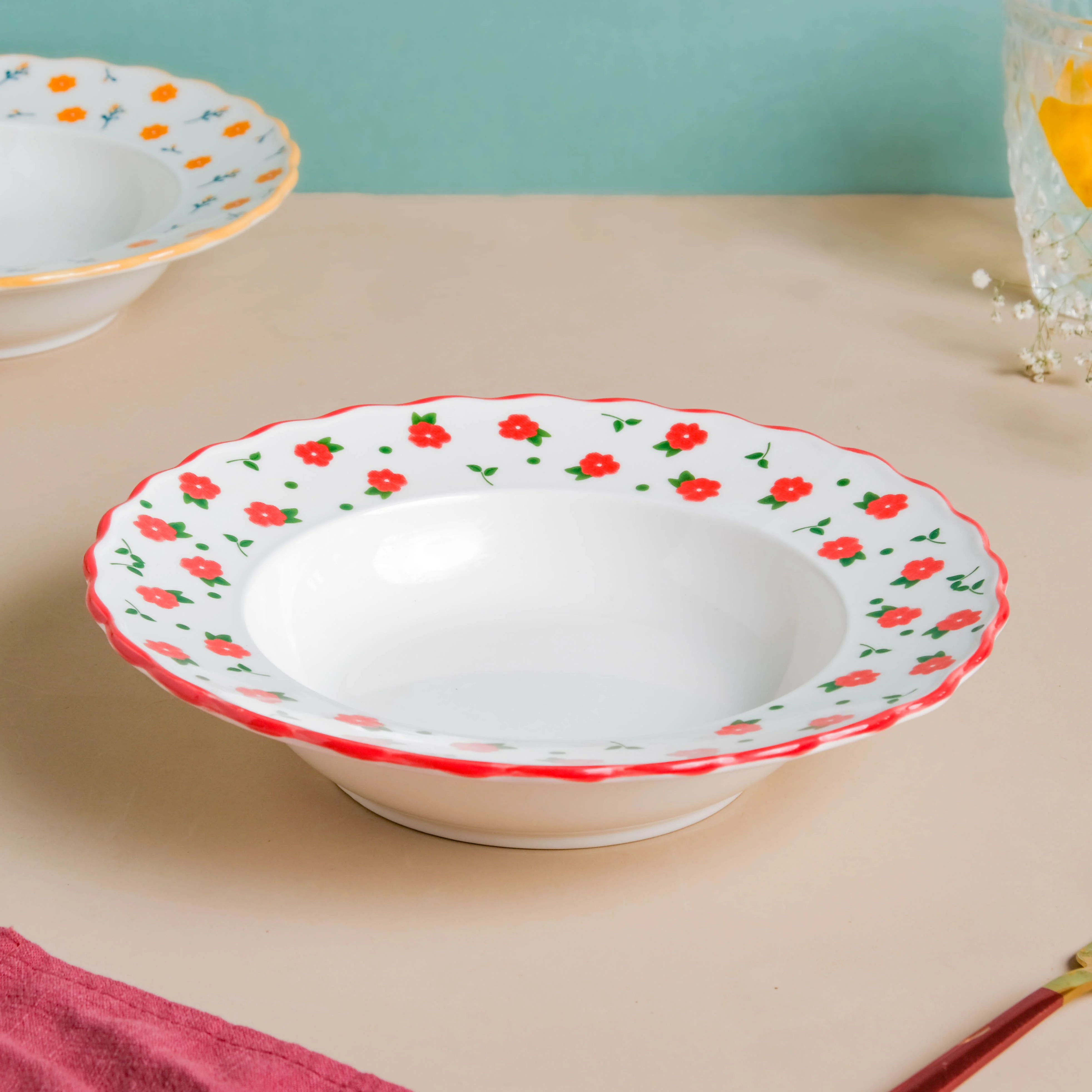 Ziba Floret Pasta Plate Red - Image 6
