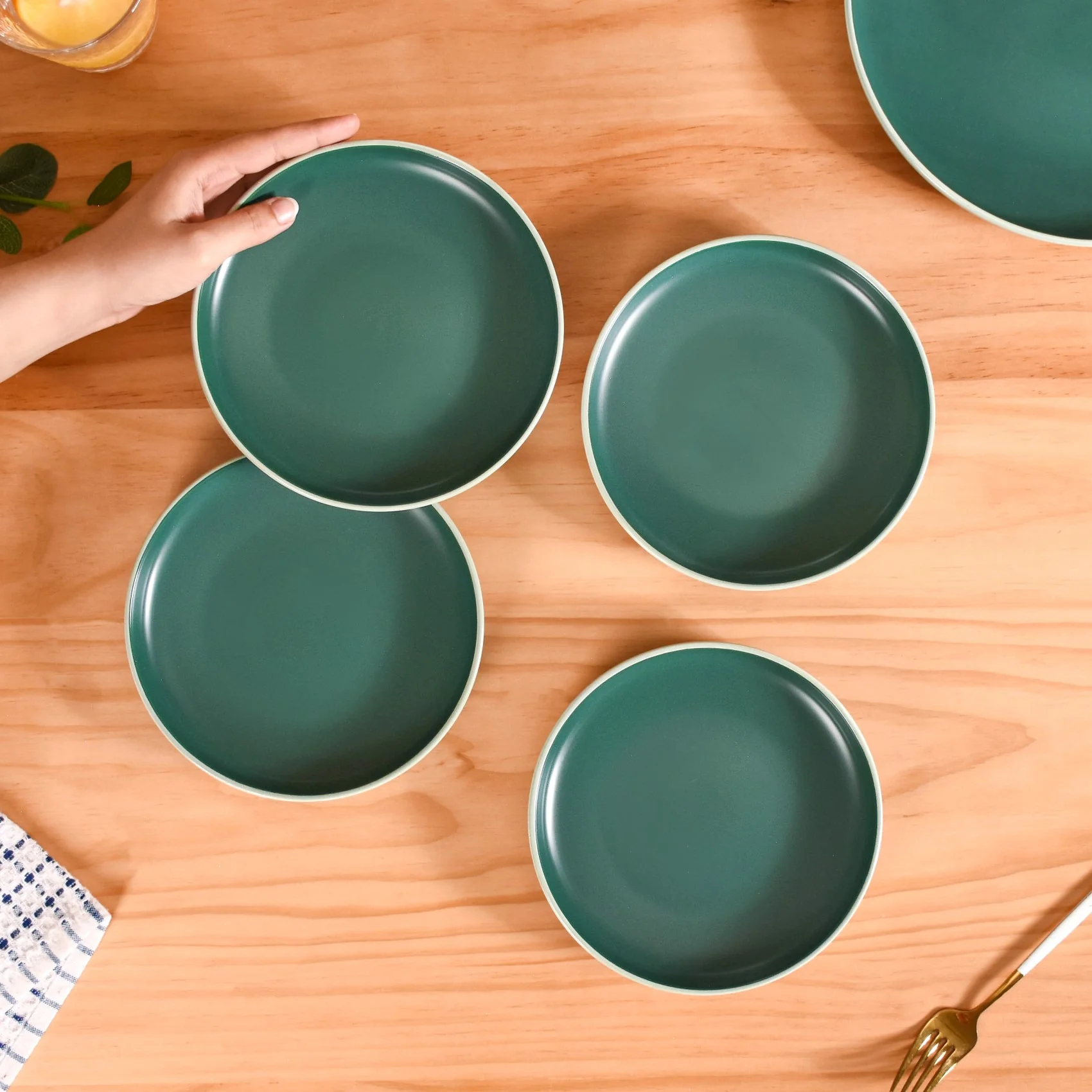 Zoella Ceramic Side Plates Set Of 4 Green 7 Inch - Image 2